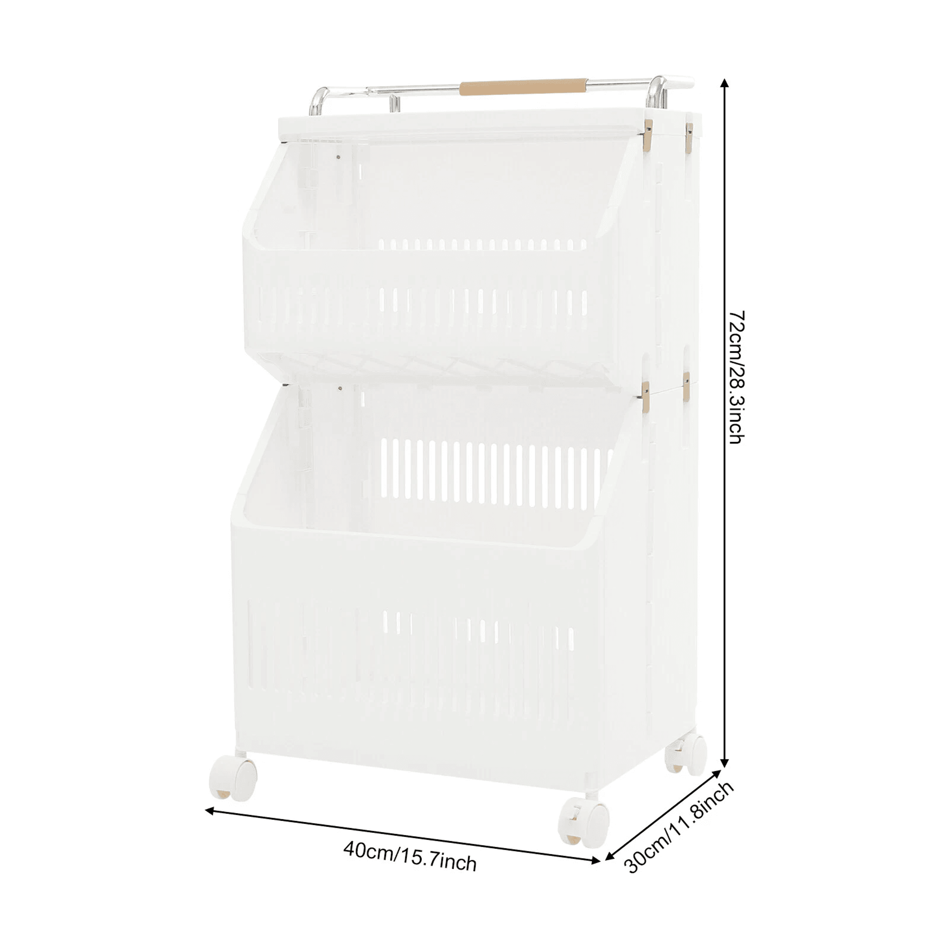 Premium 2 Tier Rolling Laundry Basket  Collapsible Laundry Hamper Space Saving Clothes Storage Cart 10