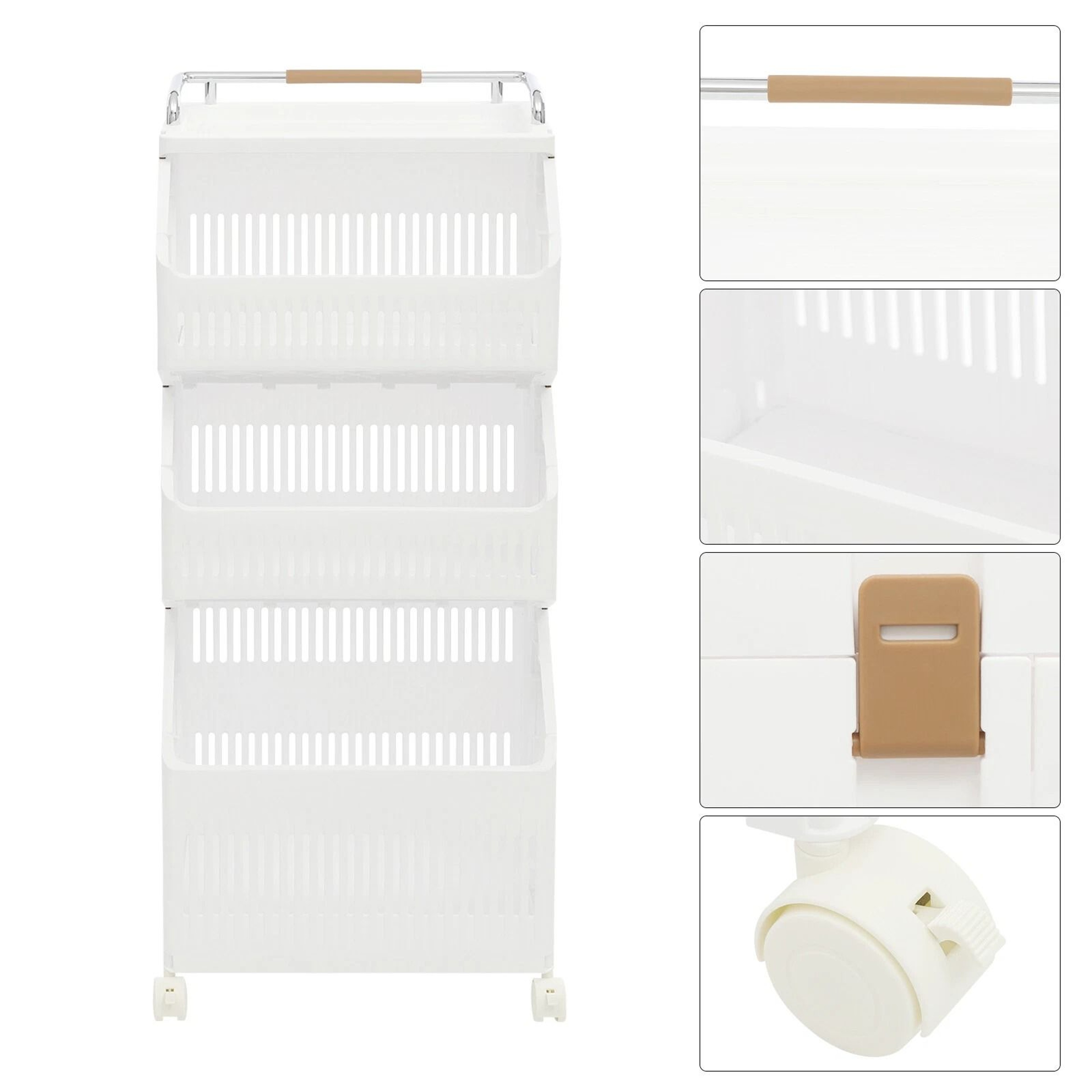 Premium 2 Tier Rolling Laundry Basket  Collapsible Laundry Hamper Space Saving Clothes Storage Cart 12