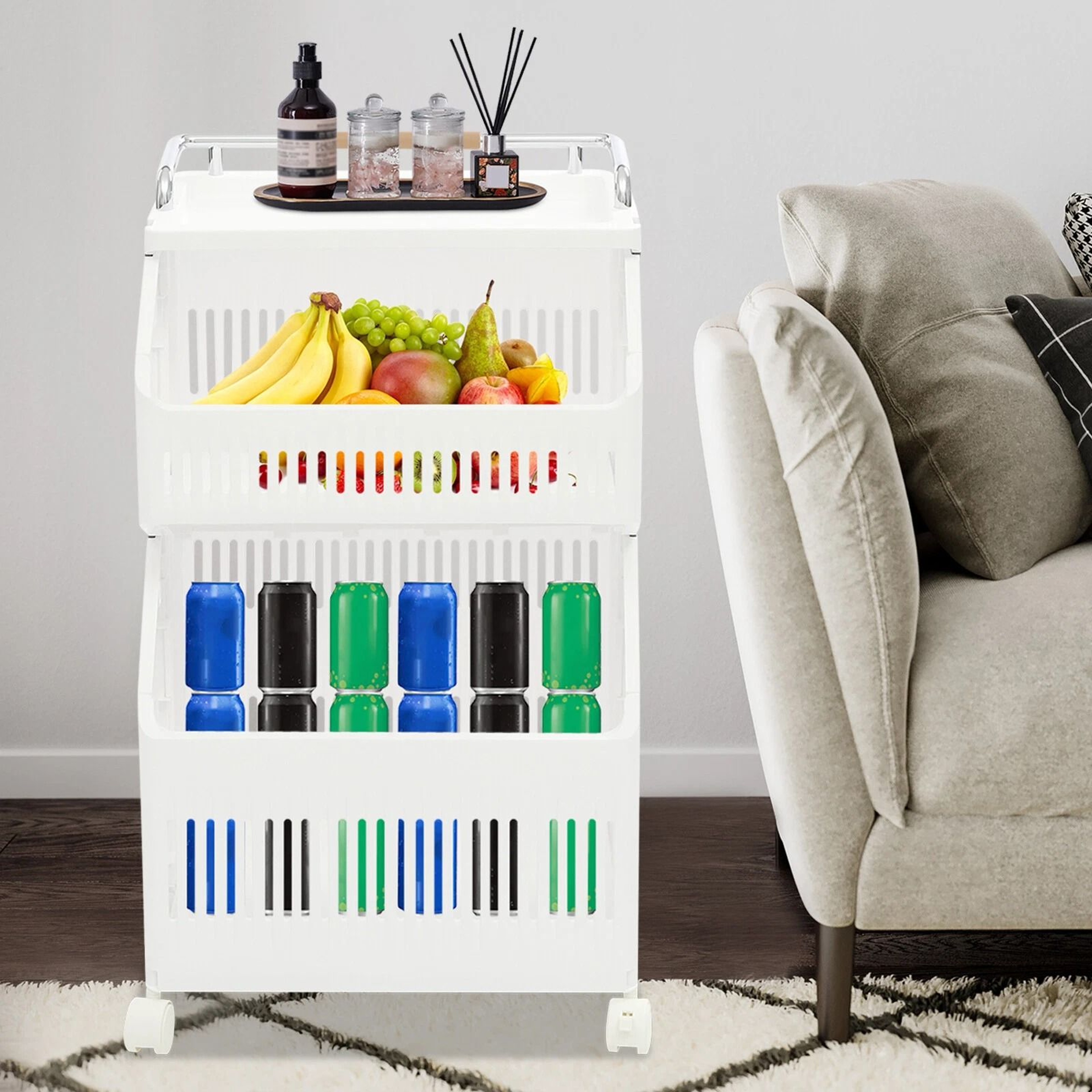 Premium 2 Tier Rolling Laundry Basket  Collapsible Laundry Hamper Space Saving Clothes Storage Cart 15