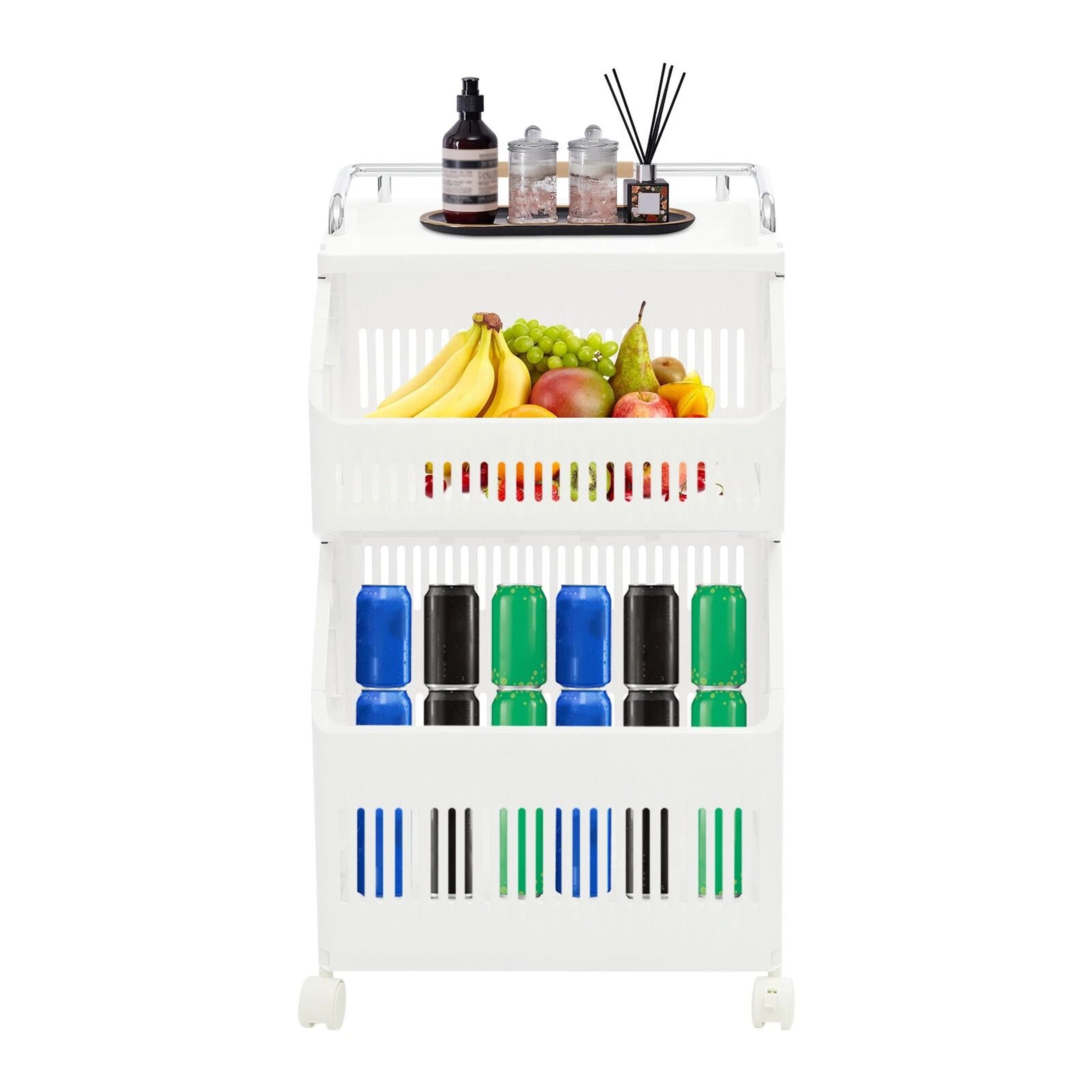 Premium 2 Tier Rolling Laundry Basket  Collapsible Laundry Hamper Space Saving Clothes Storage Cart 7