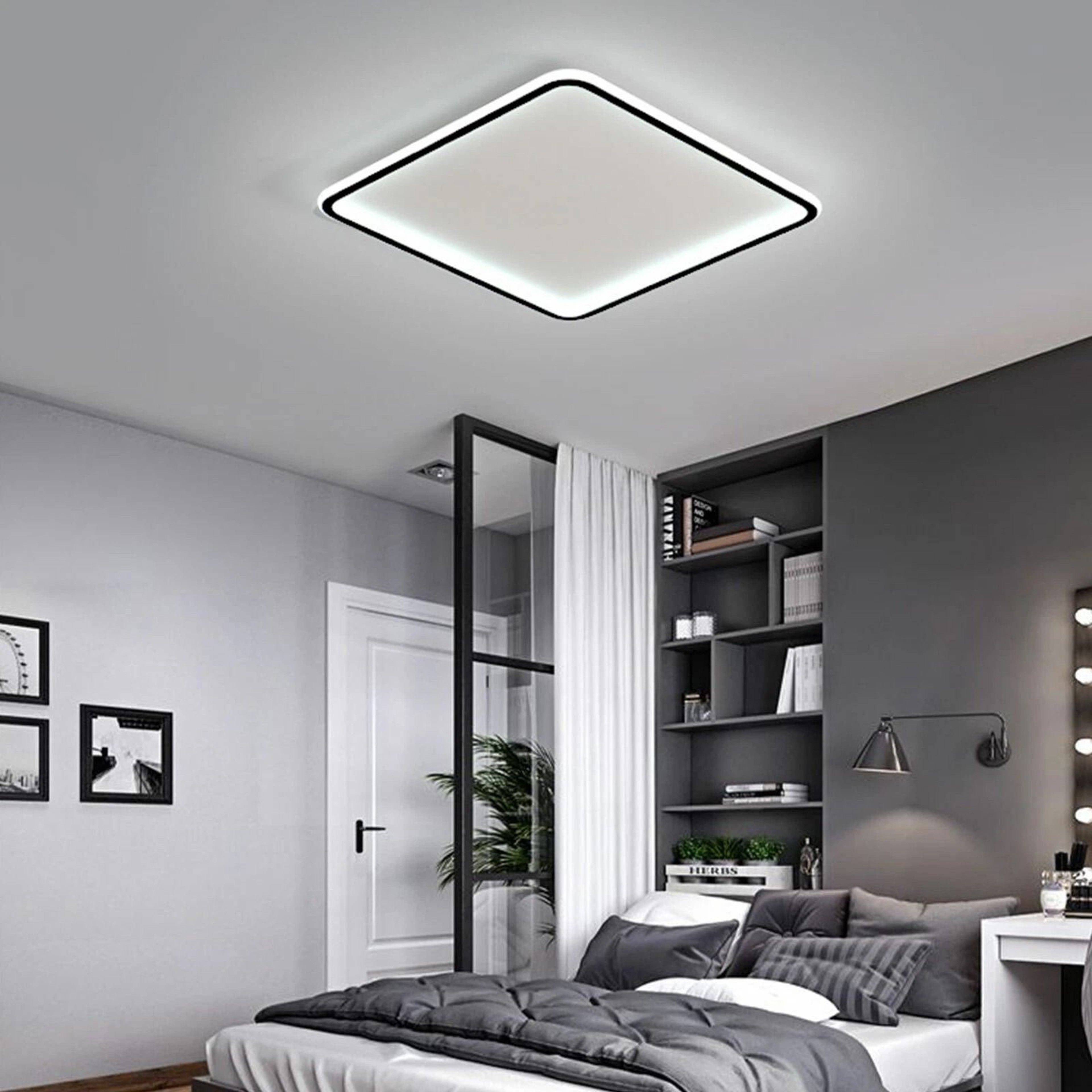 Premium Modern LED Ceiling Light Dimmable Flush Mount Chandelier Fixture With Remote Control 8