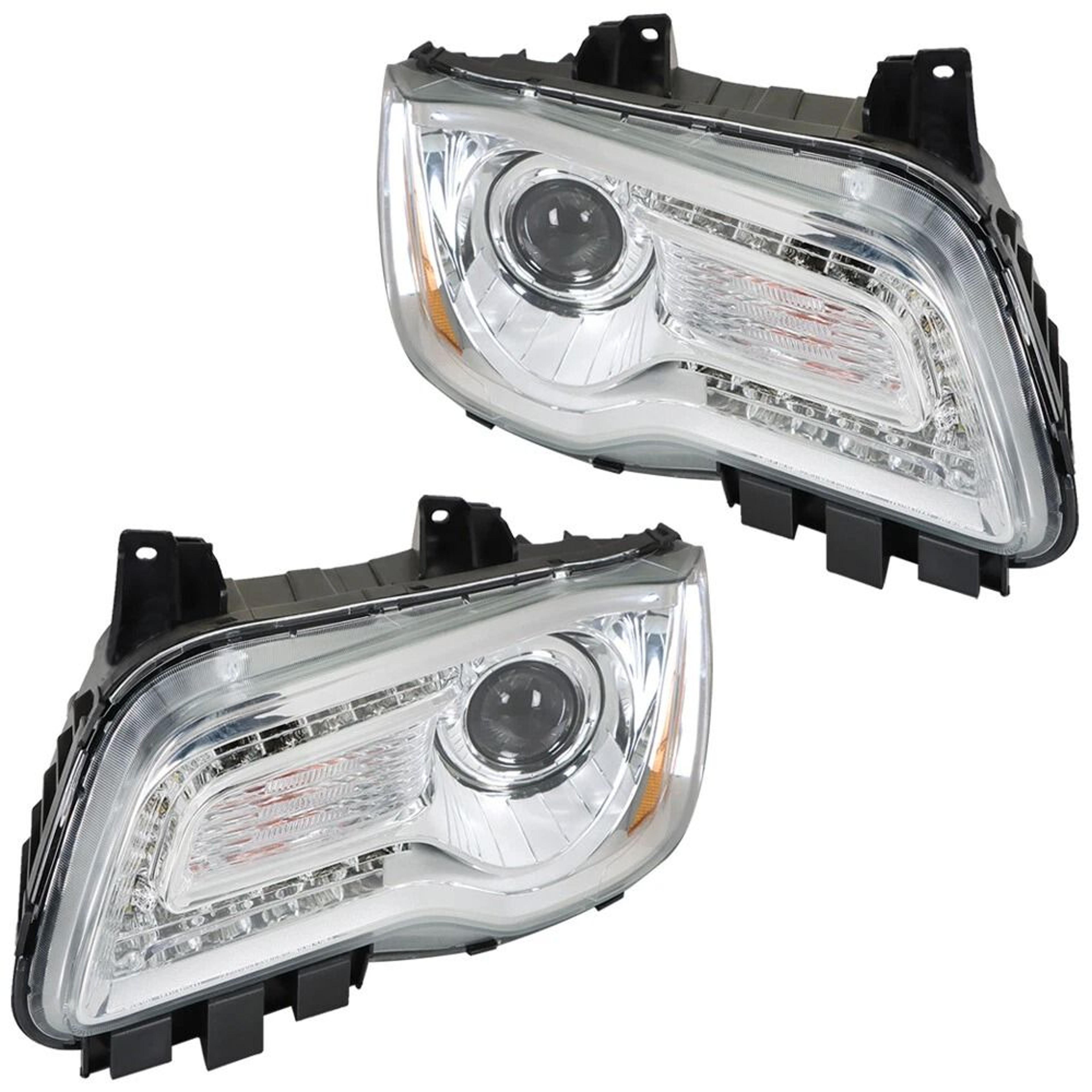 Premium Front Headlight Assembly Pair For Chrysler Direct Replacement Halogen Headlamps 5