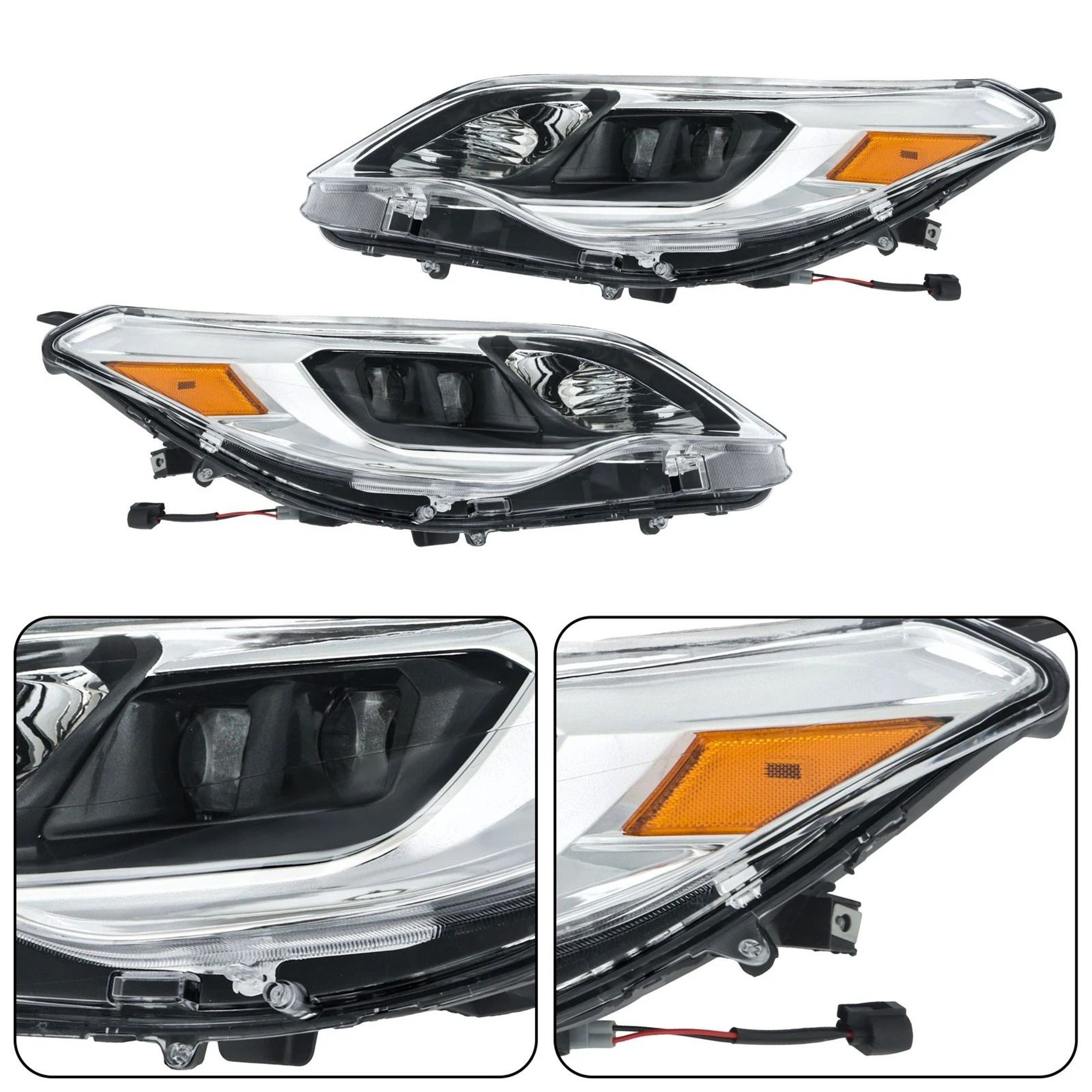 Premium Headlight Pair For Toyota Avalon Halogen Projector Black Housing 2