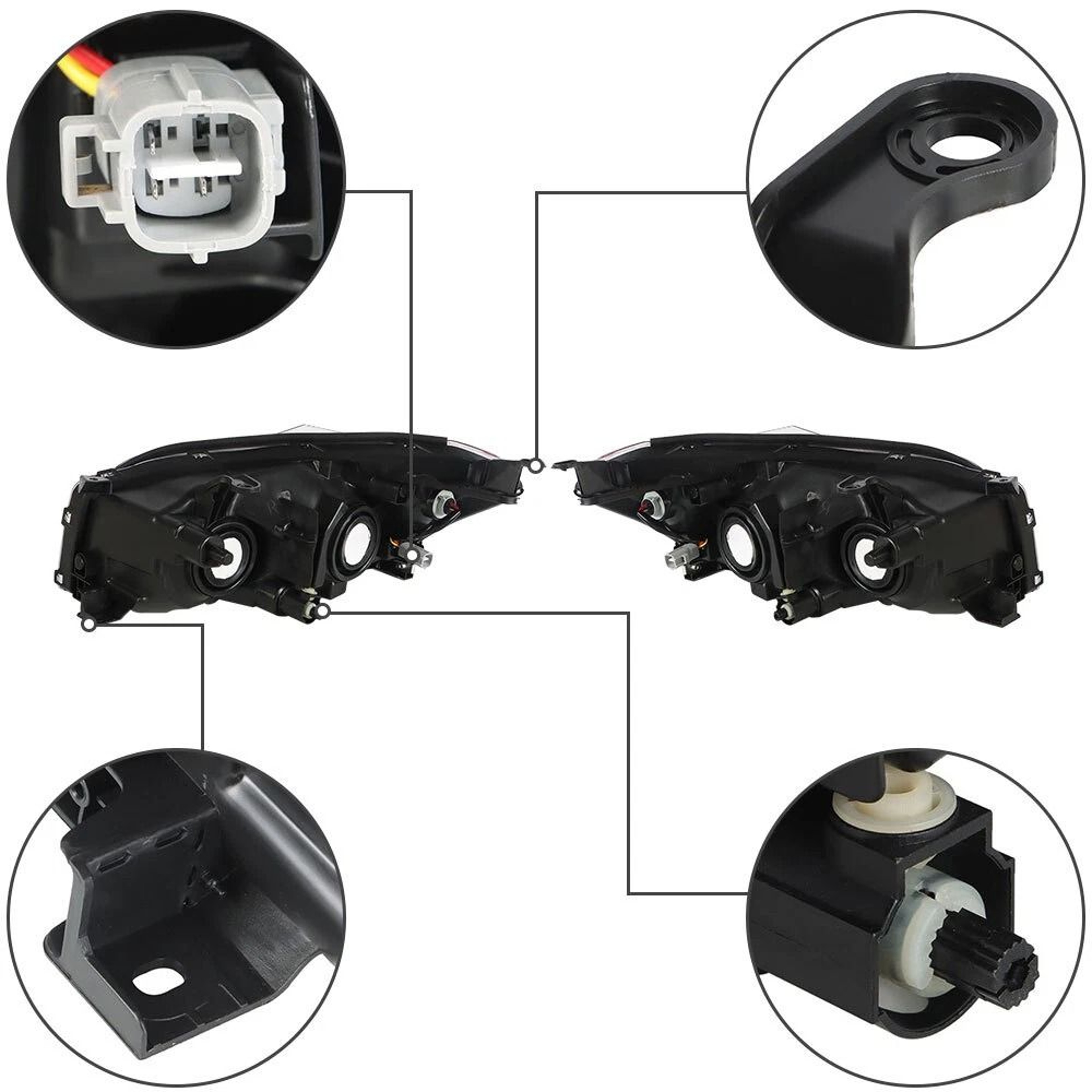 For Toyota Rav4 Pair Of Black Headlights Headlamps Assembly 2