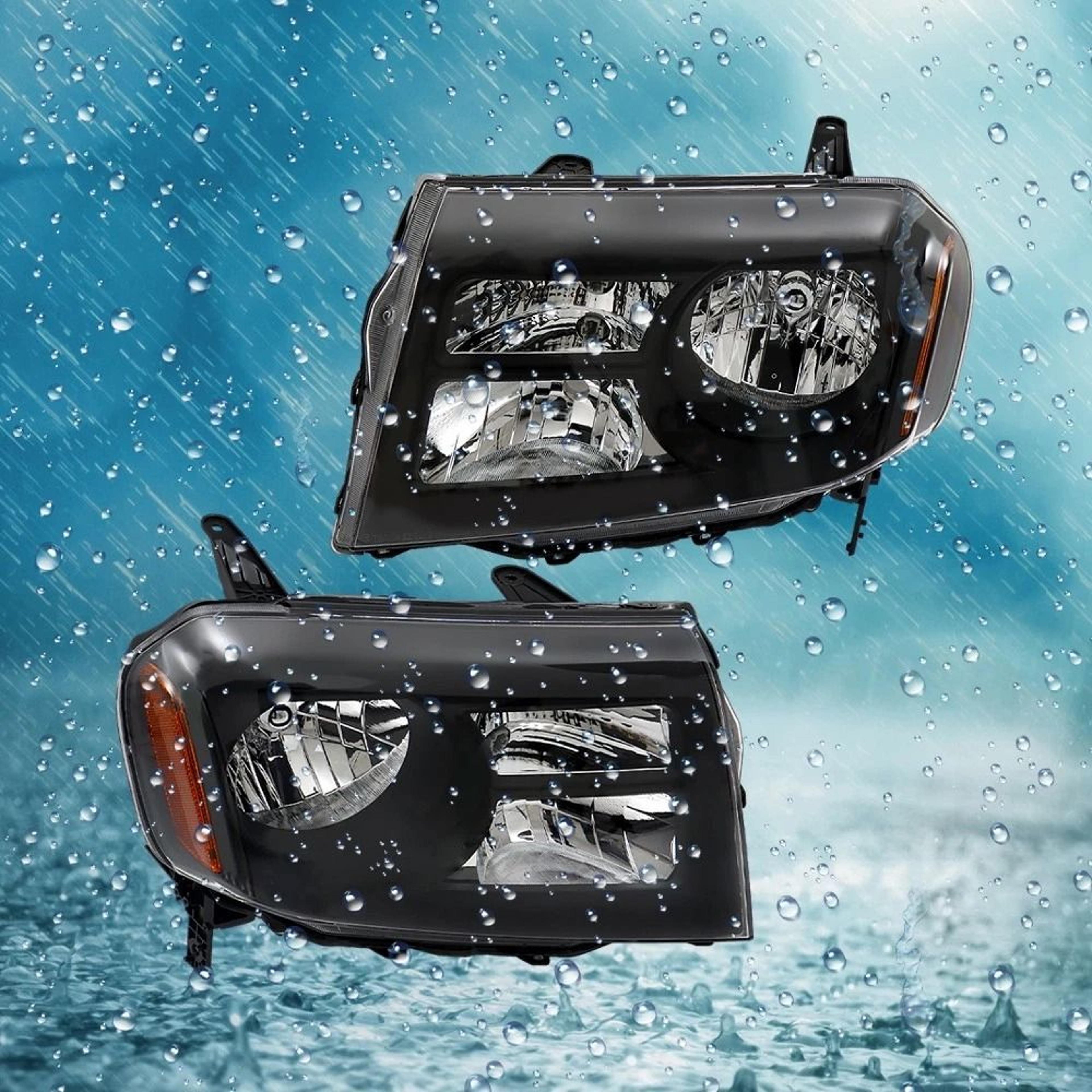 Premium Black Halogen Headlight Assembly Set For Honda Pilot Left  Right 2