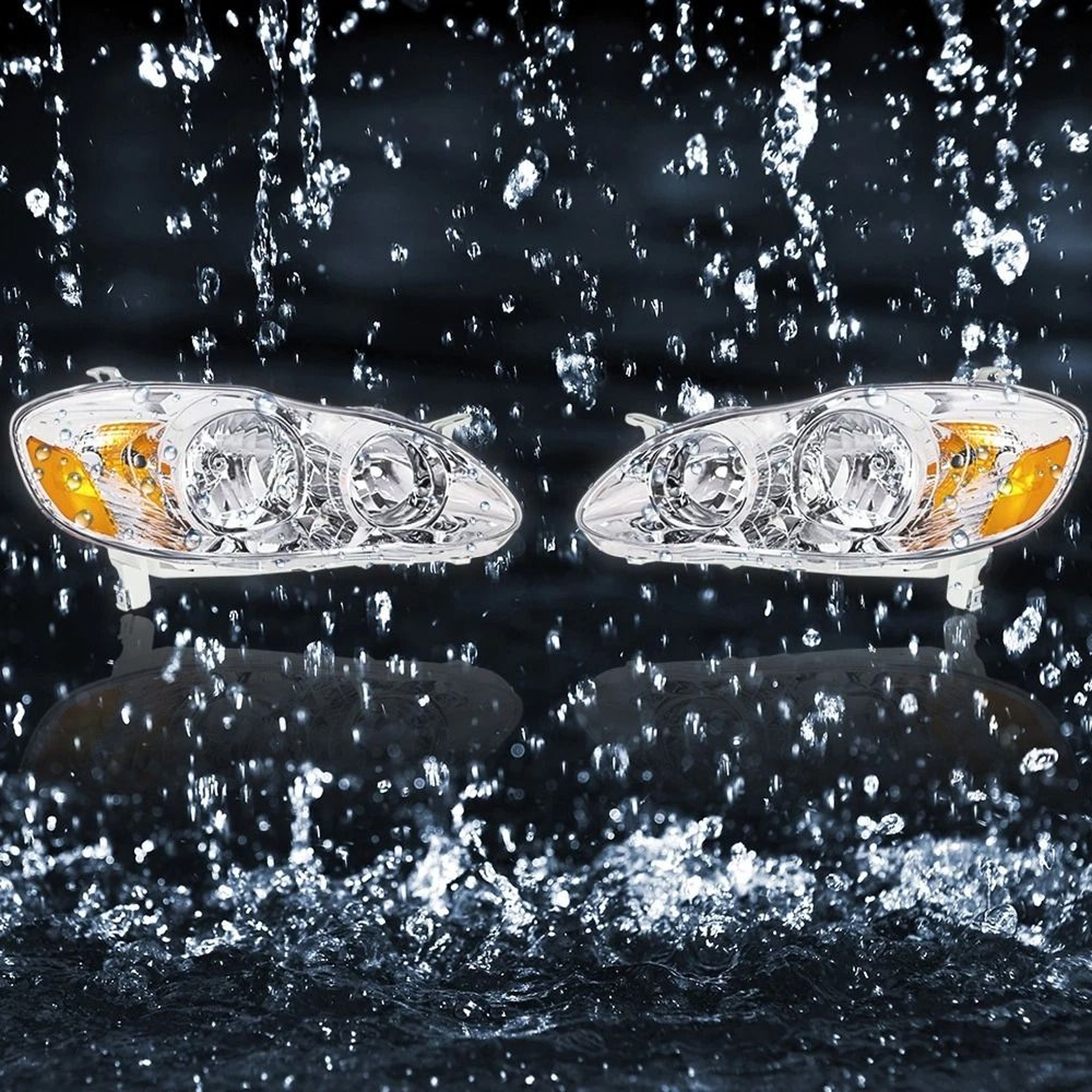 Premium Front Toyota Corolla Headlights Pair Chrome Housing Direct Replacement 3