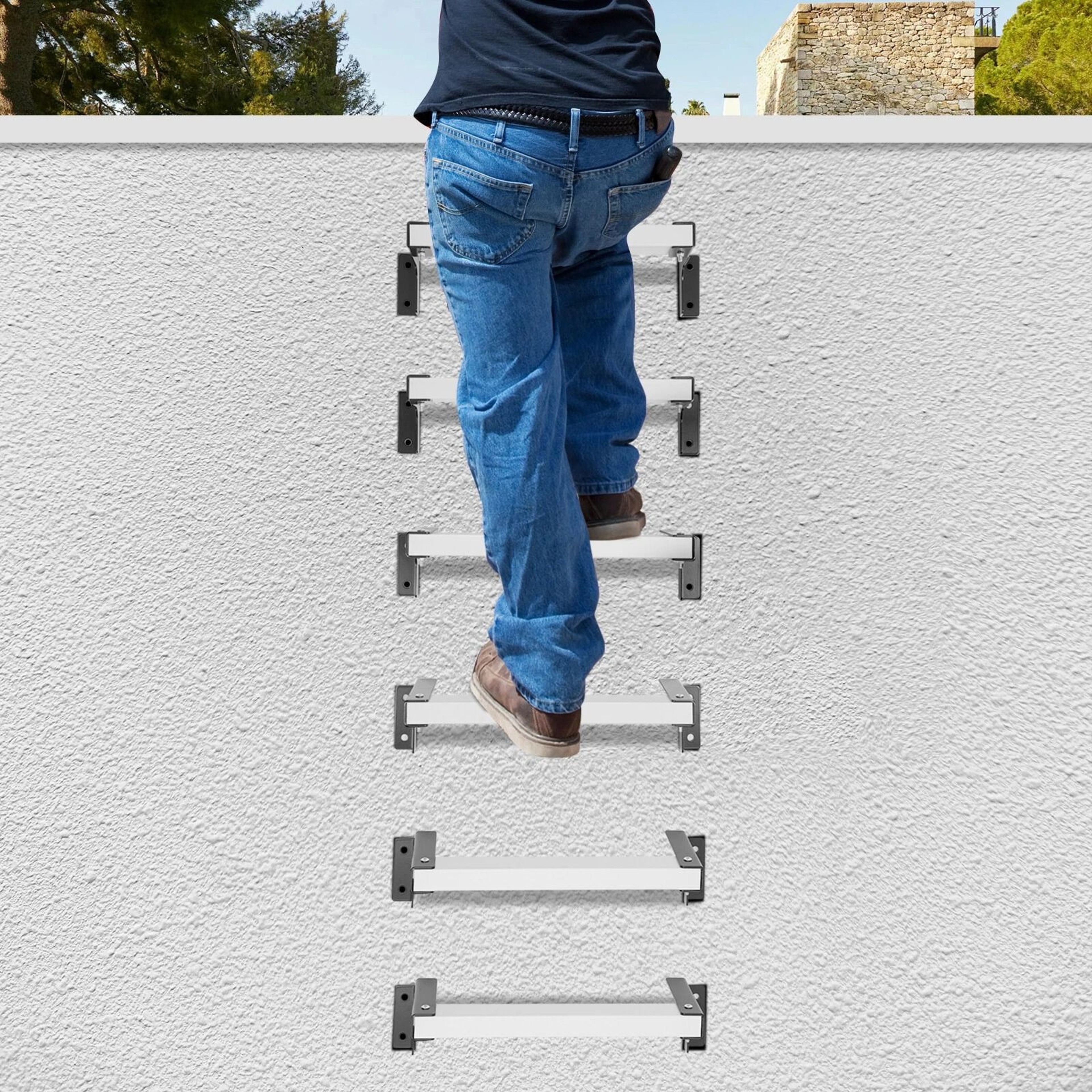Wall Mounted Adjustable Emergency Window Well Escape Ladder Heavy Duty Home Safety Ladder 7