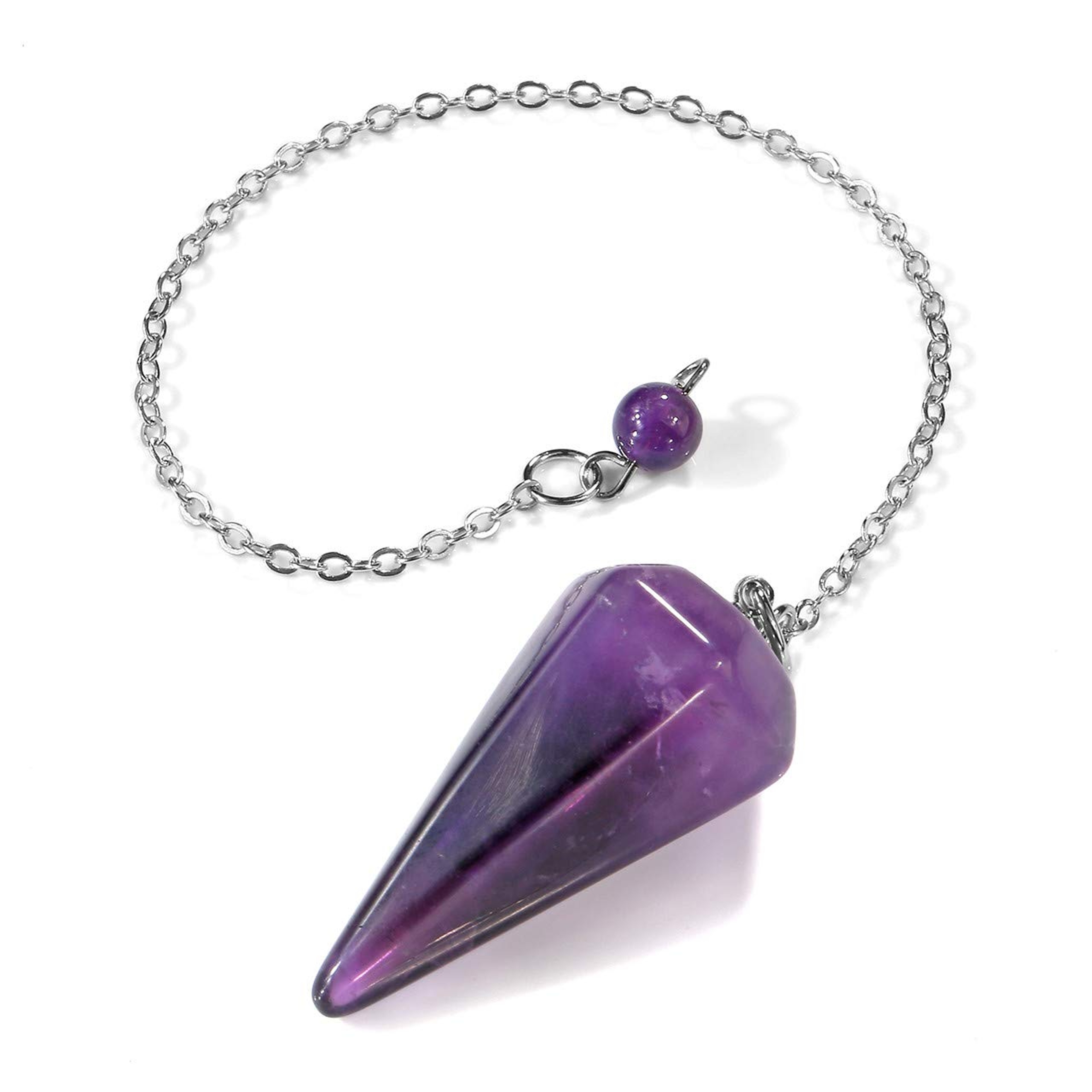 Natural Amethyst Crystal Pendulum for Divination Reiki Healing, Faceted Point Gem Stone for Dowsing, Pendulums – view 2