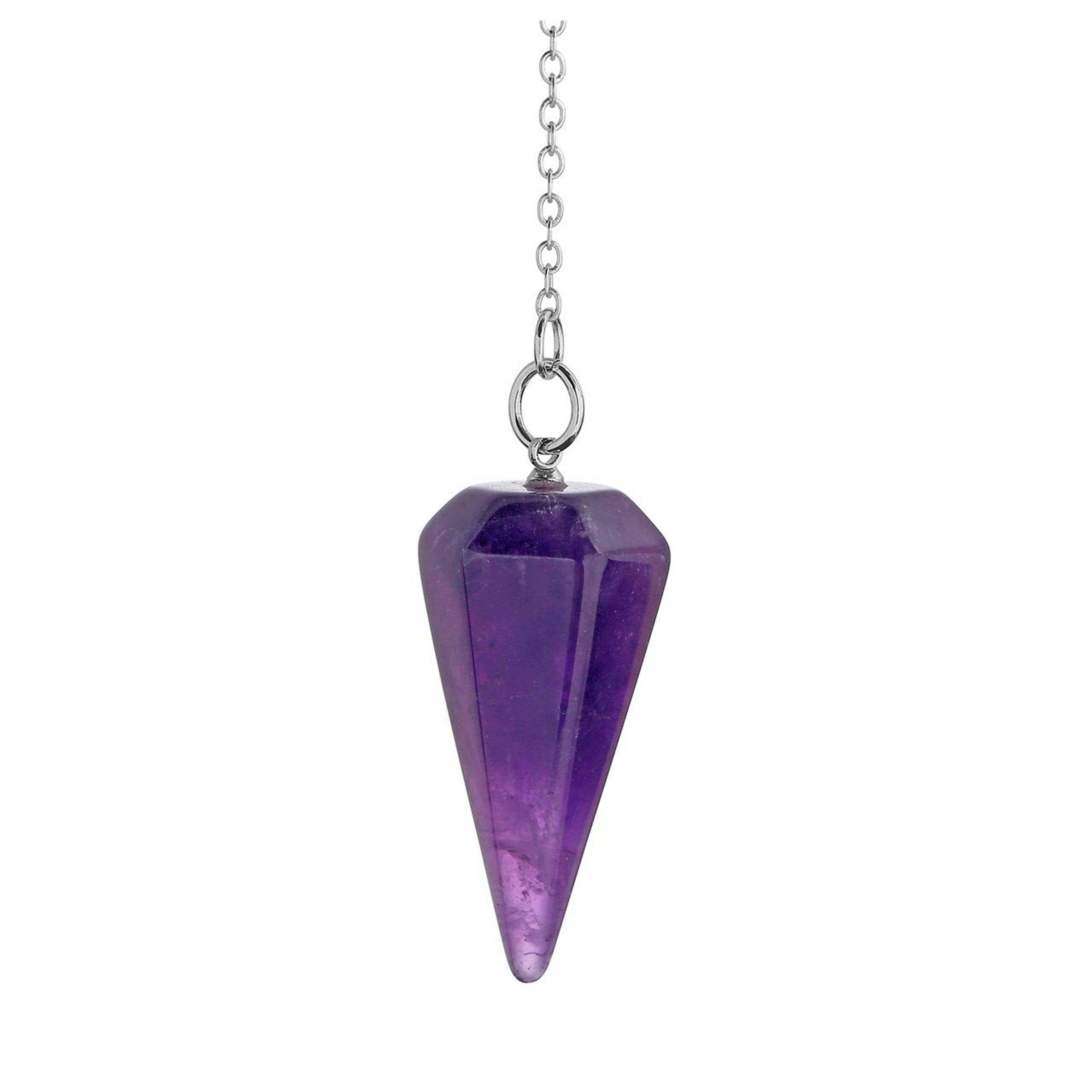 Natural Amethyst Crystal Pendulum for Divination Reiki Healing, Faceted Point Gem Stone for Dowsing, Pendulums – view 5