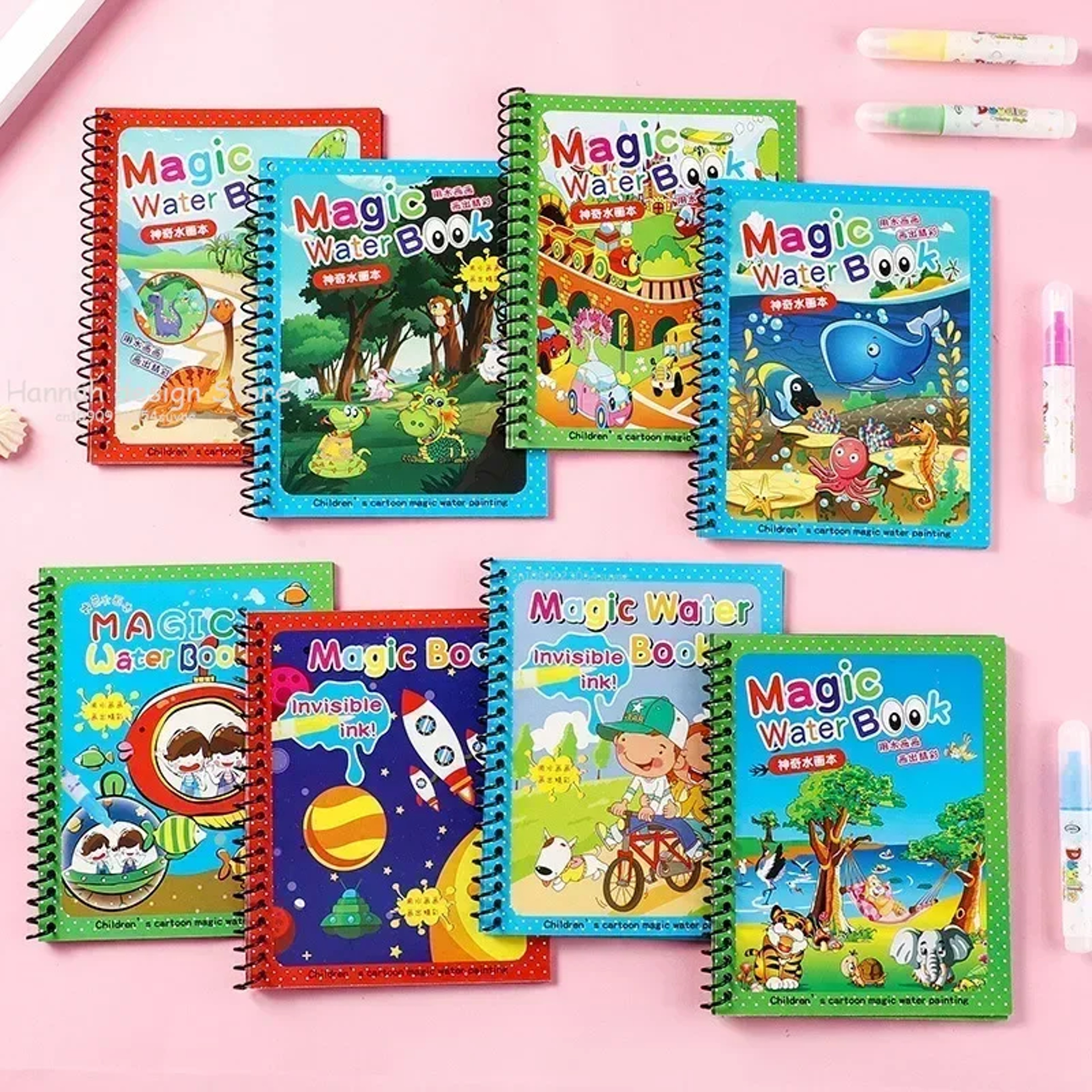 Reusable Magic Water Coloring Book for Kids DIY Sensory Drawing Toys with Water Pen, Mess Free Toddler Painting Activity – view 4
