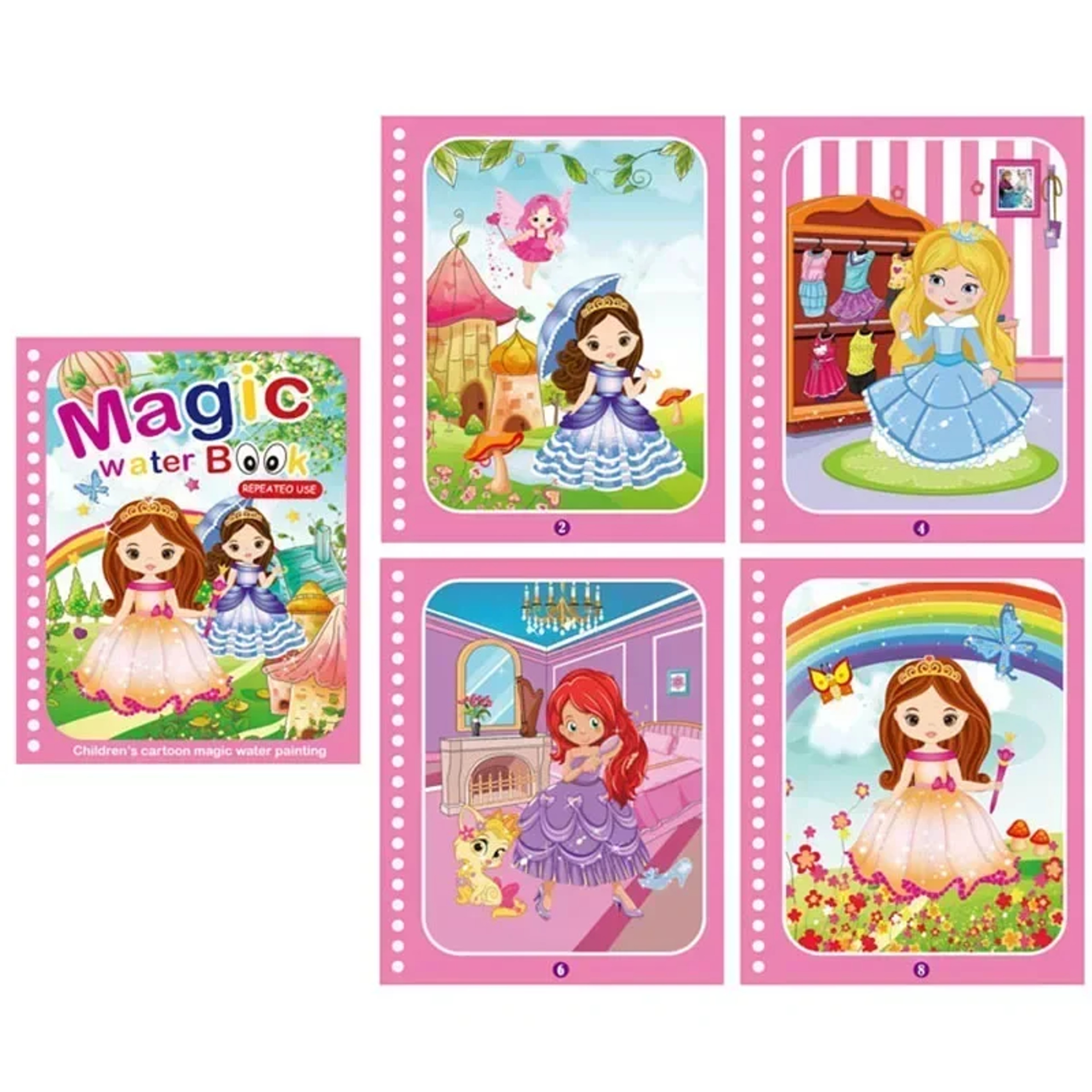 Reusable Magic Water Coloring Book for Kids DIY Sensory Drawing Toys with Water Pen, Mess Free Toddler Painting Activity – view 7