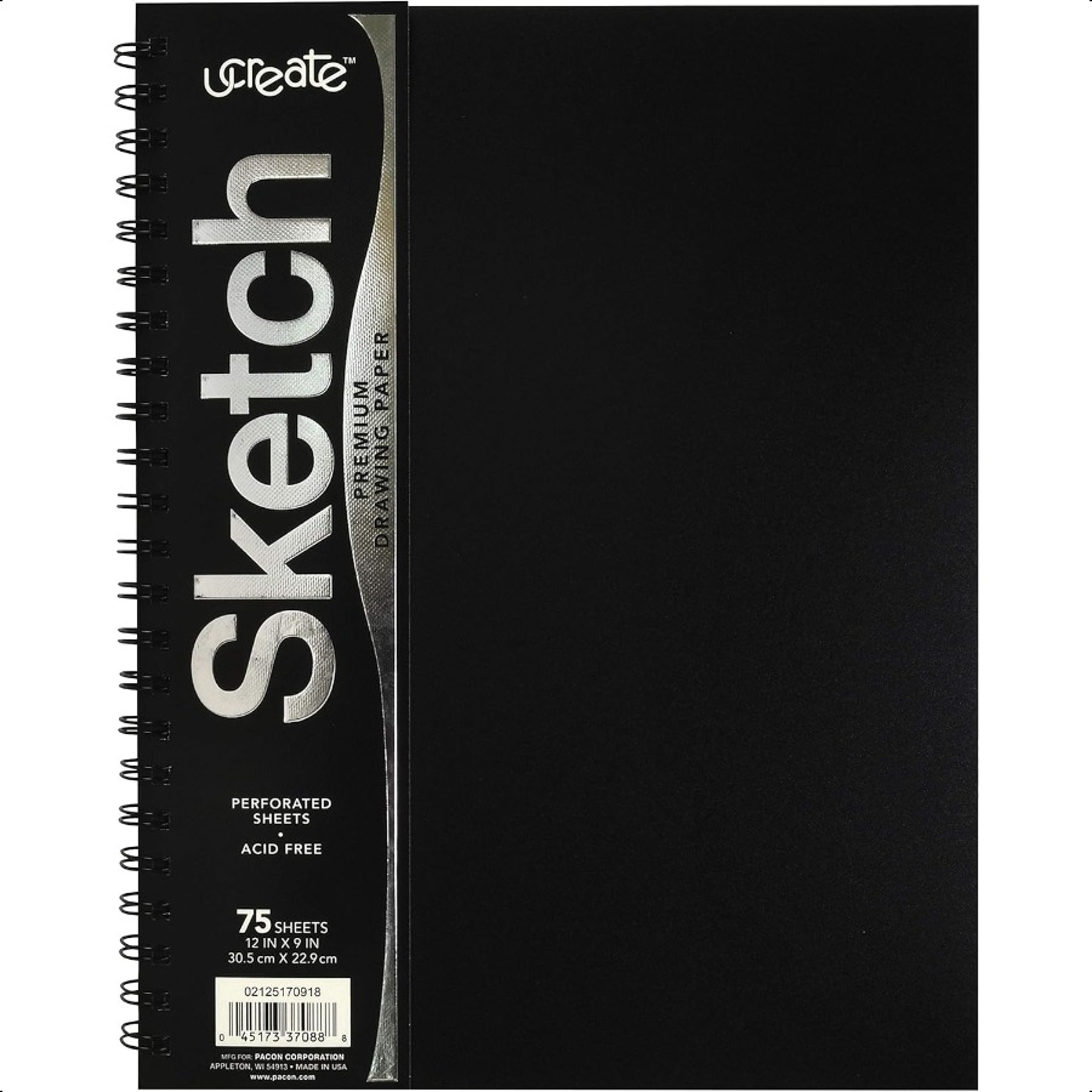 Heavyweight Black Sketch Book 9x12 for Artists with 75 Acid Free Sheets – view 1