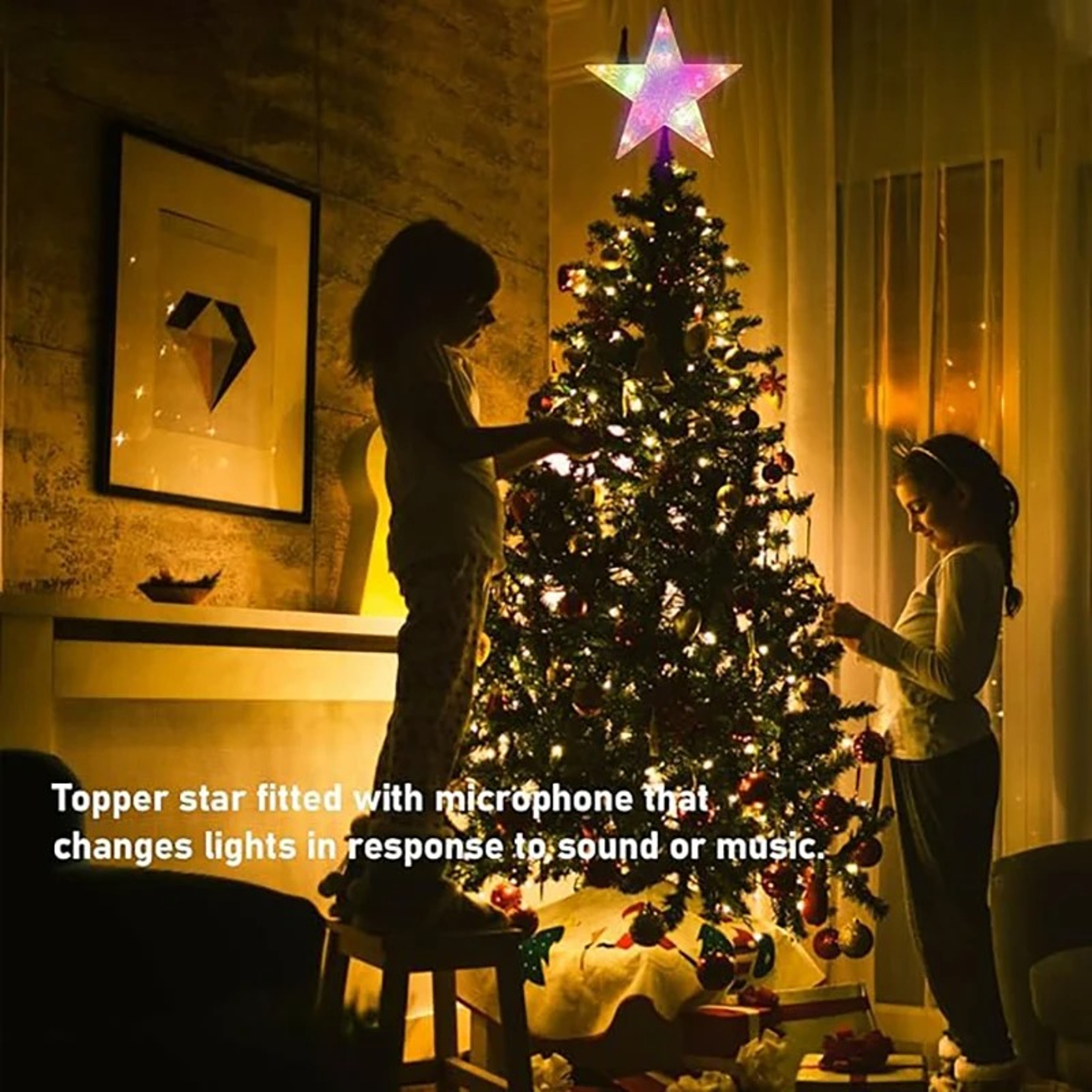 Warm White Lights LED Shining Lamp, Christmas Tree Decoration Stars, TopStar , Home Room Decor for Xmas Festival – view 8