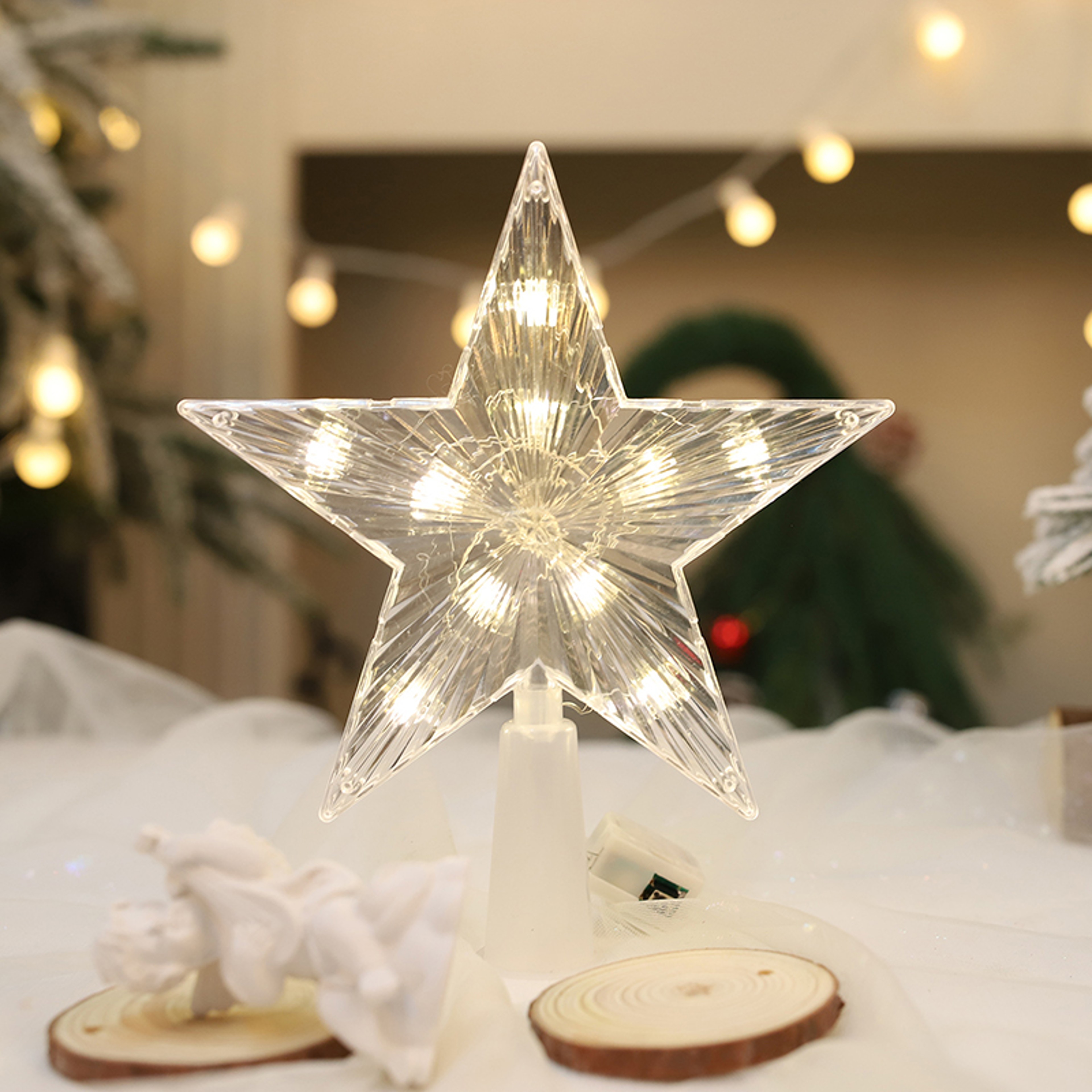 Warm White Lights LED Shining Lamp, Christmas Tree Decoration Stars, TopStar , Home Room Decor for Xmas Festival – view 3