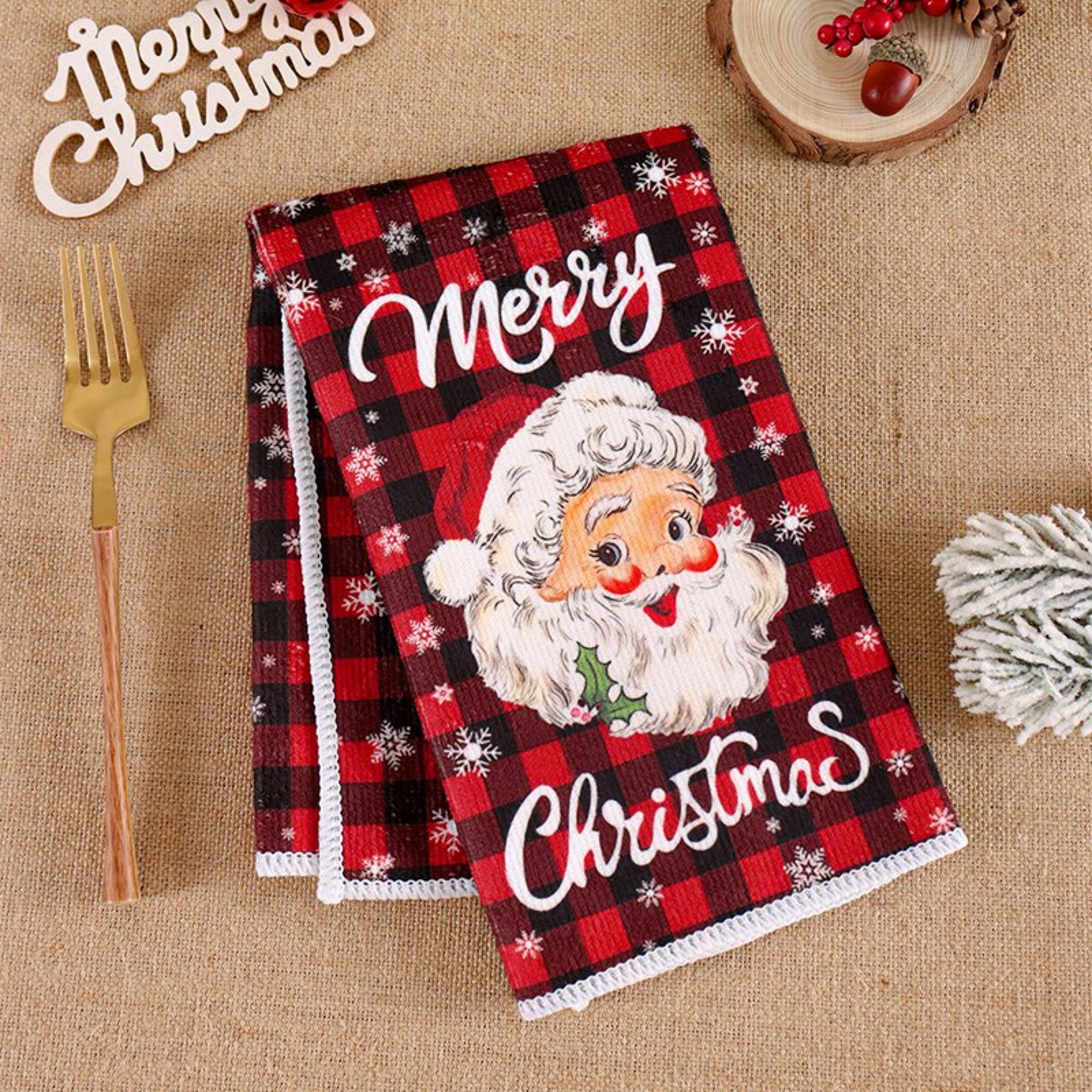 Santa Claus Dish Towel, Christmas Kitchen Towels, Merry Christmas Party Decoration, Natal Navidad New Year Gift – view 6