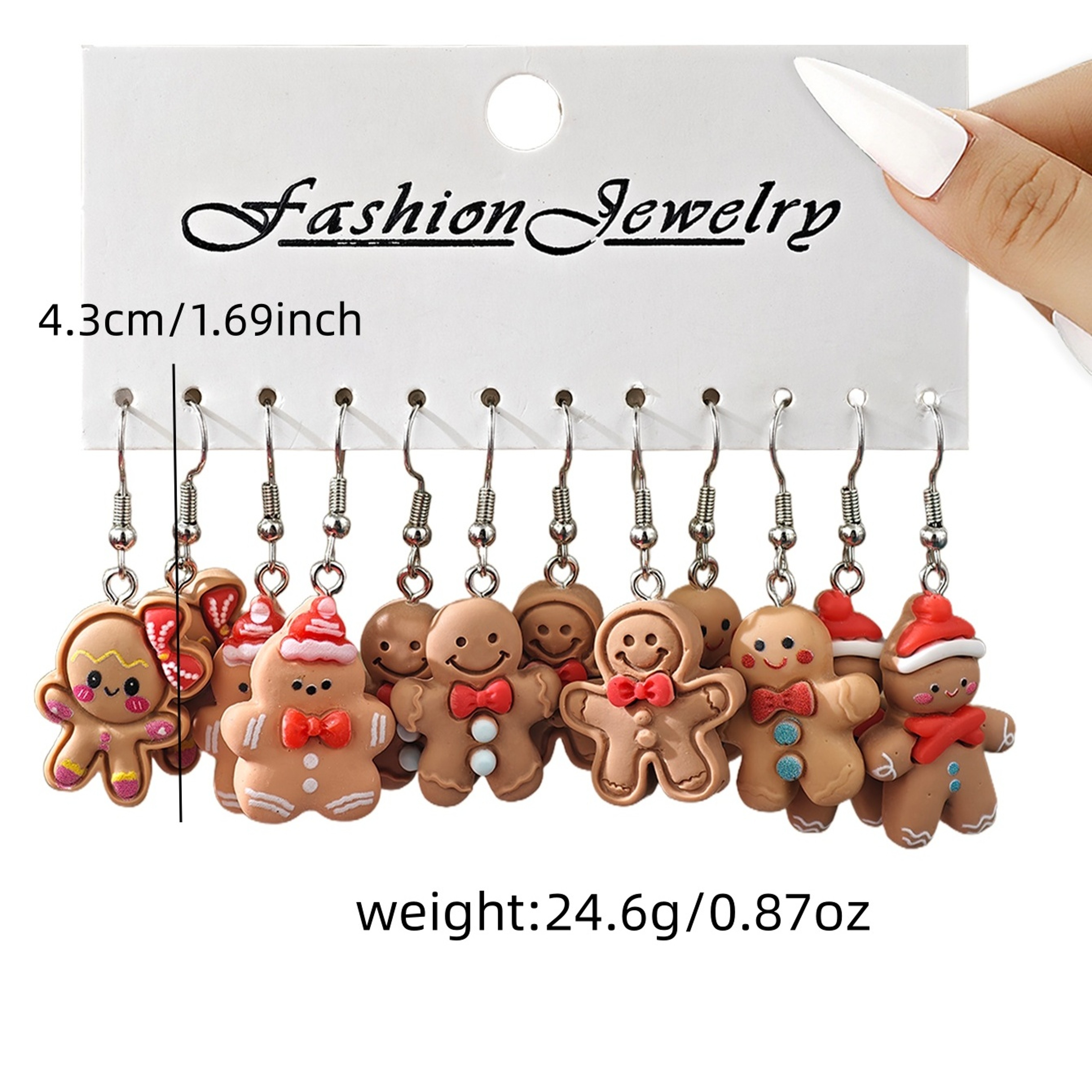 New Christmas Gift Jewelry, Resin Dangle Earrings, Cute Cartoon Gingerbread, Santa, Penguin, Christmas Tree for Women – view 4