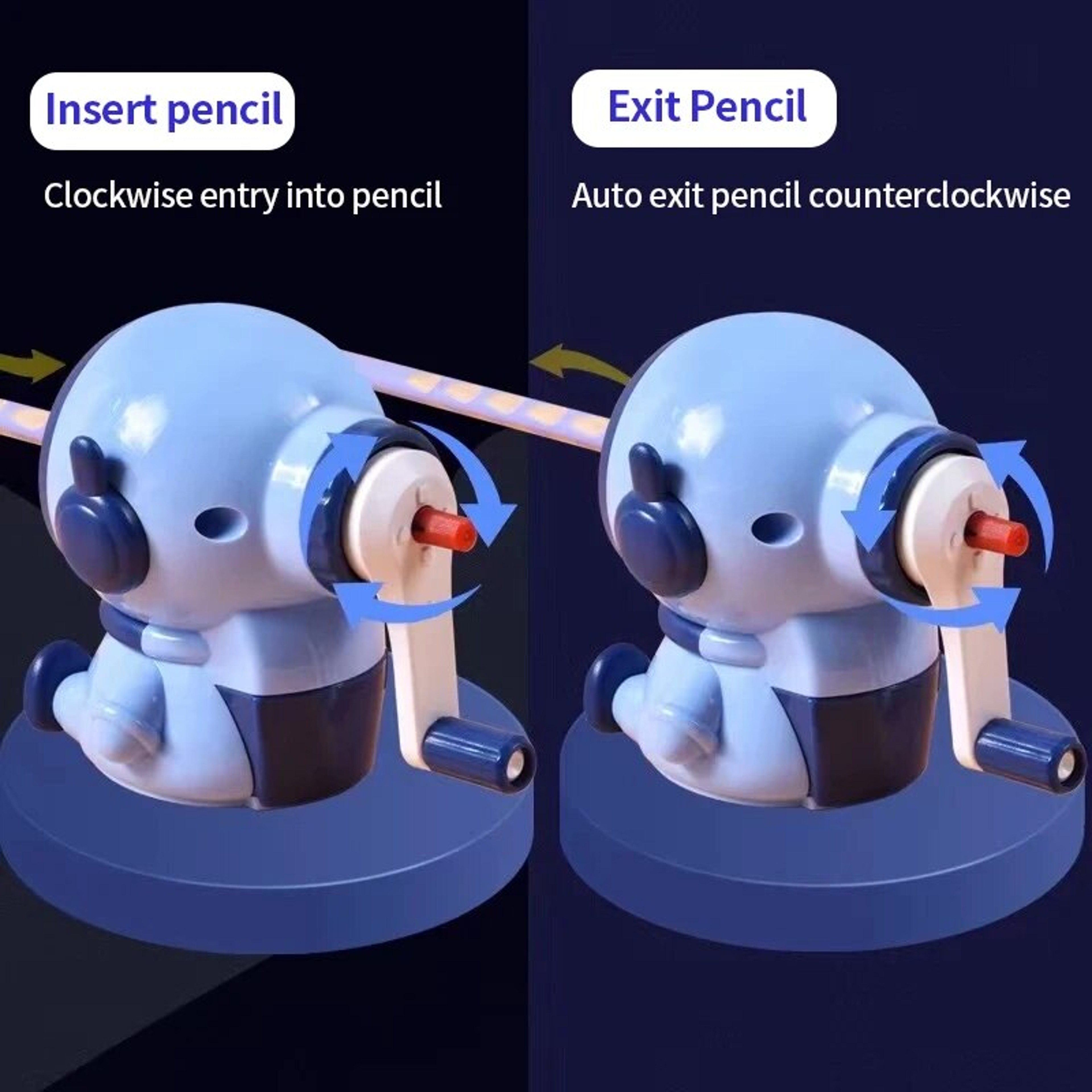 Cartoon Pencil Cutter for School, Hand Crank Astronaut Pencil Sharpener, Fun Pencil Sharpener for Students – view 6