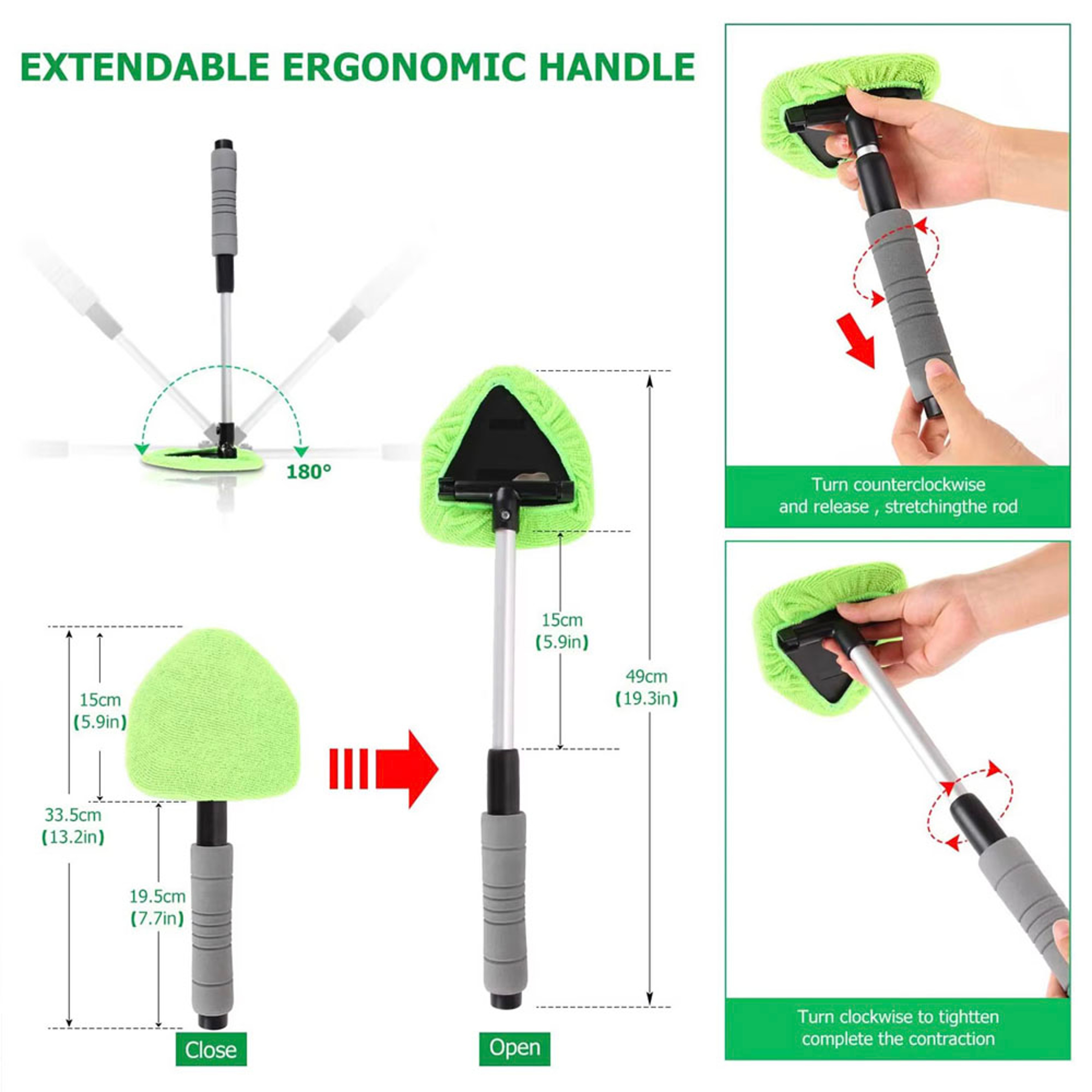 Car Window Cleaner Scraping Mist Eliminator Telescopic Window Windshield Cleaning Brush Set Microfi 3
