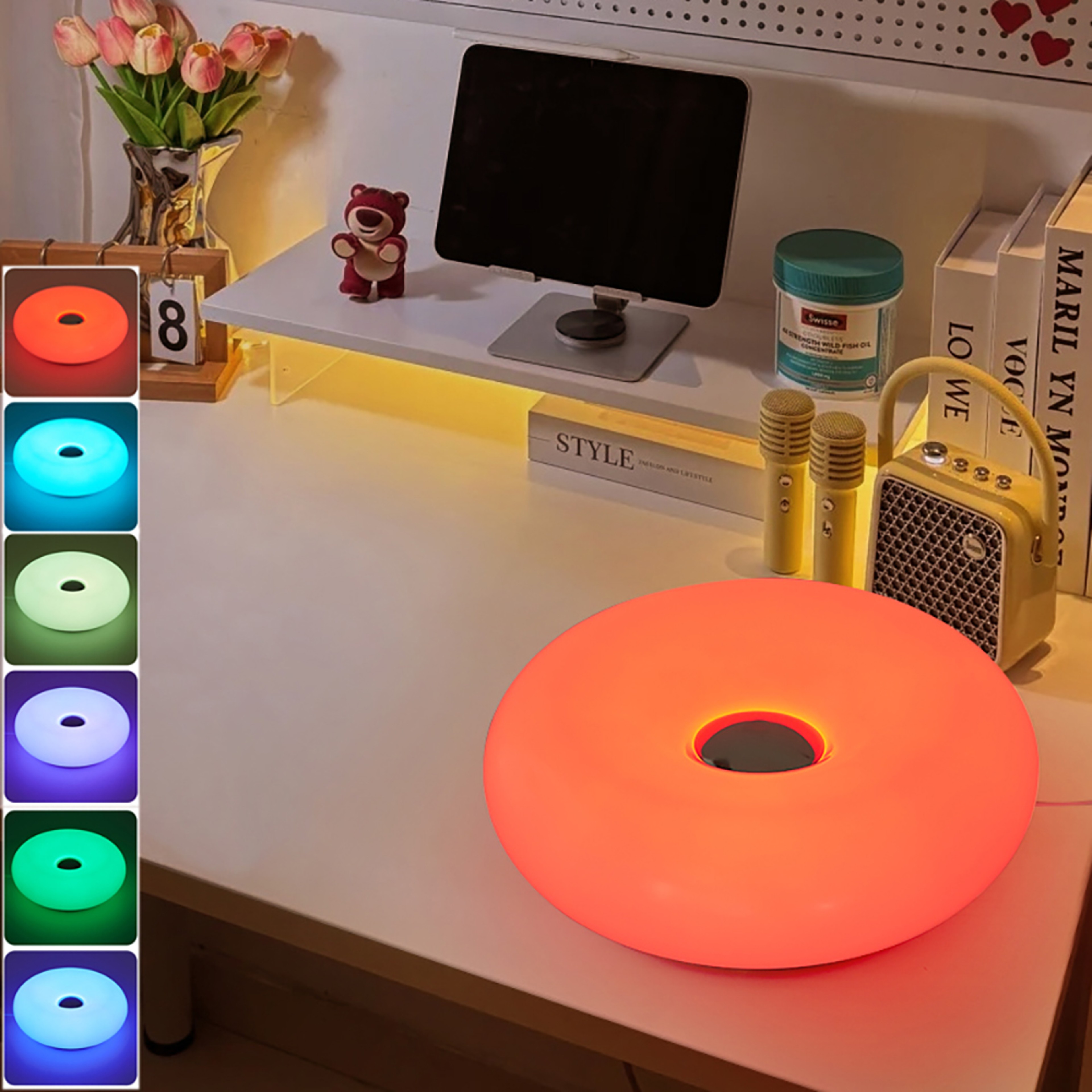 USB Plug Bauhaus Table Lamp Bedroom Bedside Light Living Room Dining Room Donut Ambient Lighting 3