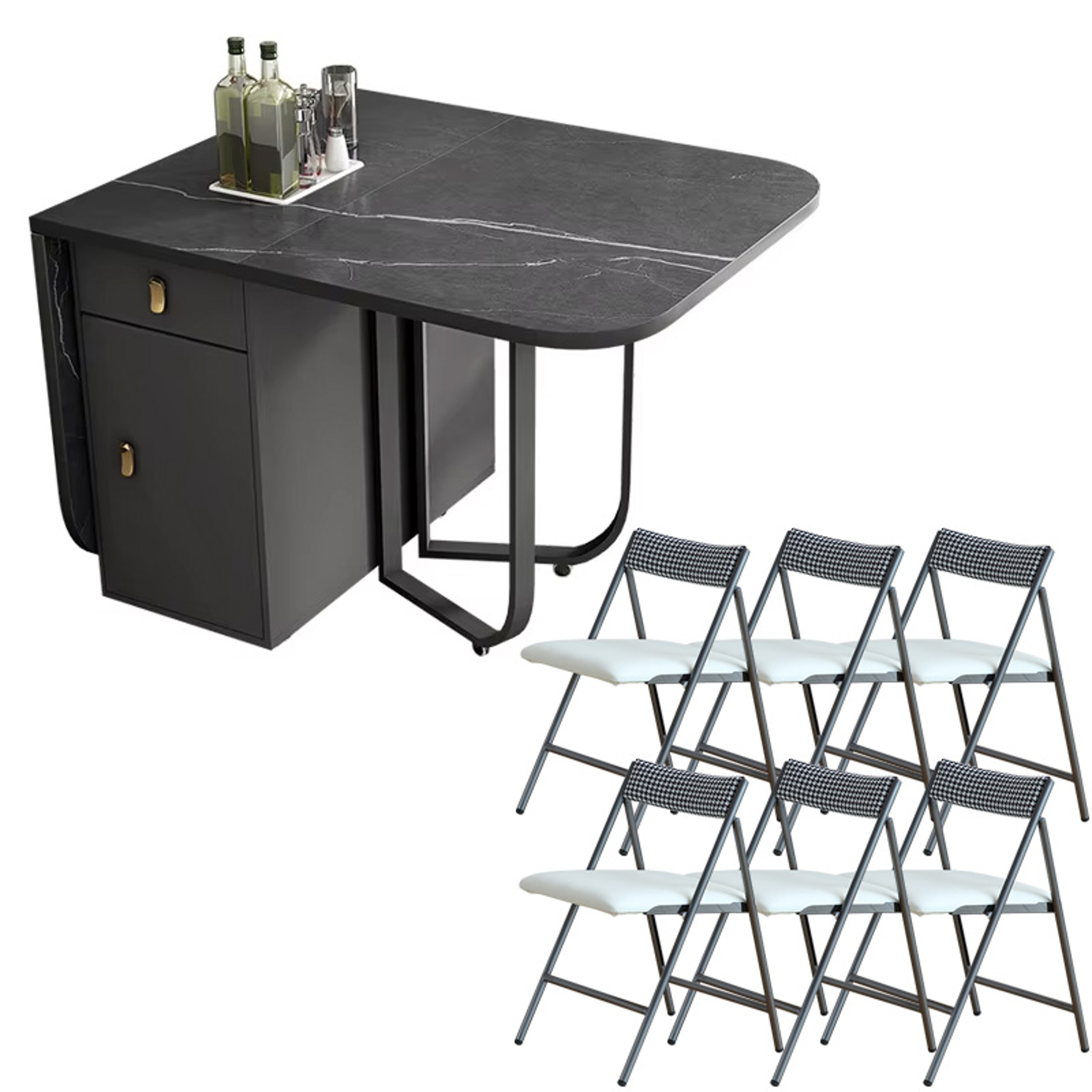 Multifunctional Movable Fashion Folding Dining Table Rectangle Dining Table With Folding Chairs Spa 9