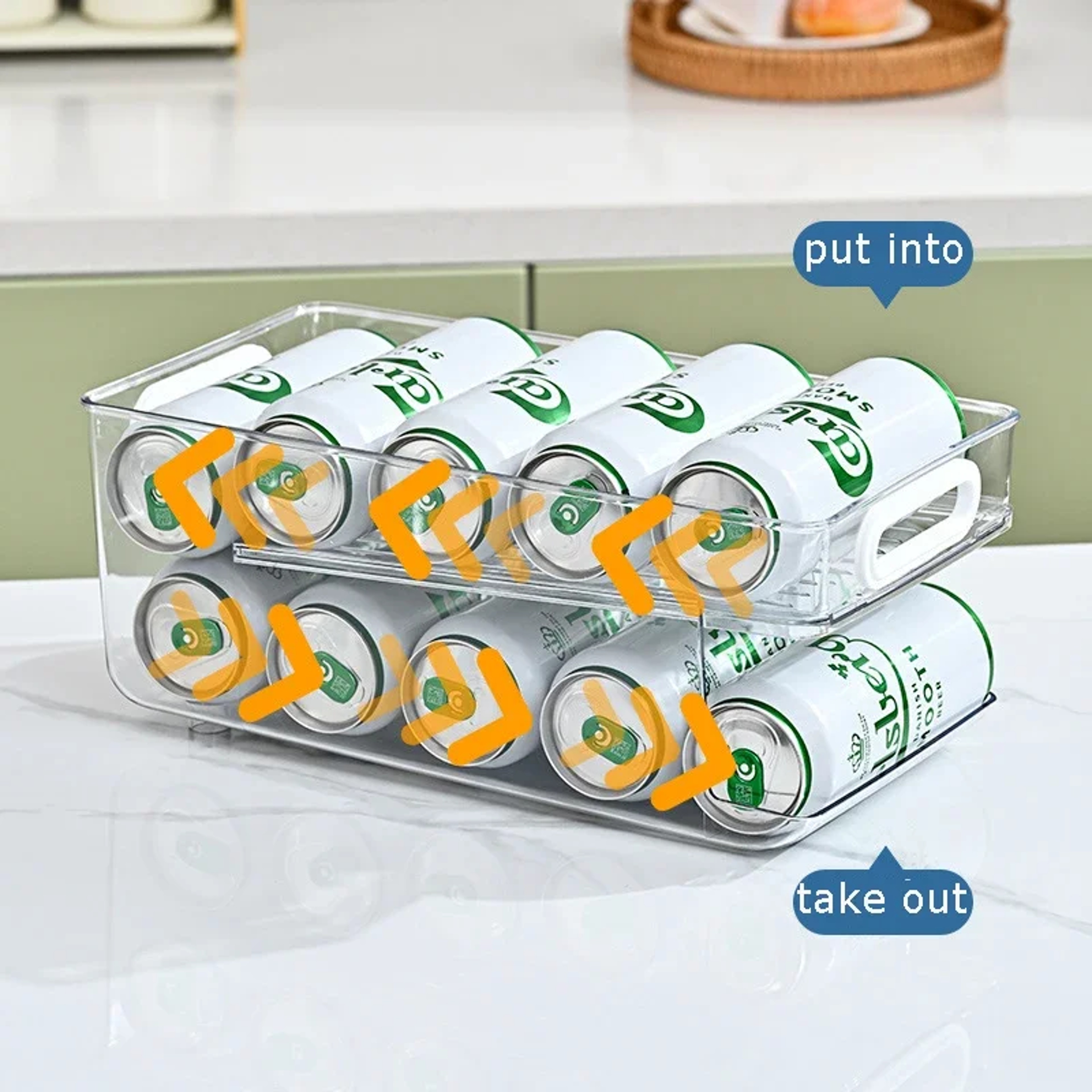 Pop Soda Can Dispenser For Fridge Stackable Refrigerator Organizer Bins Beverage Holder Clear Plast 3
