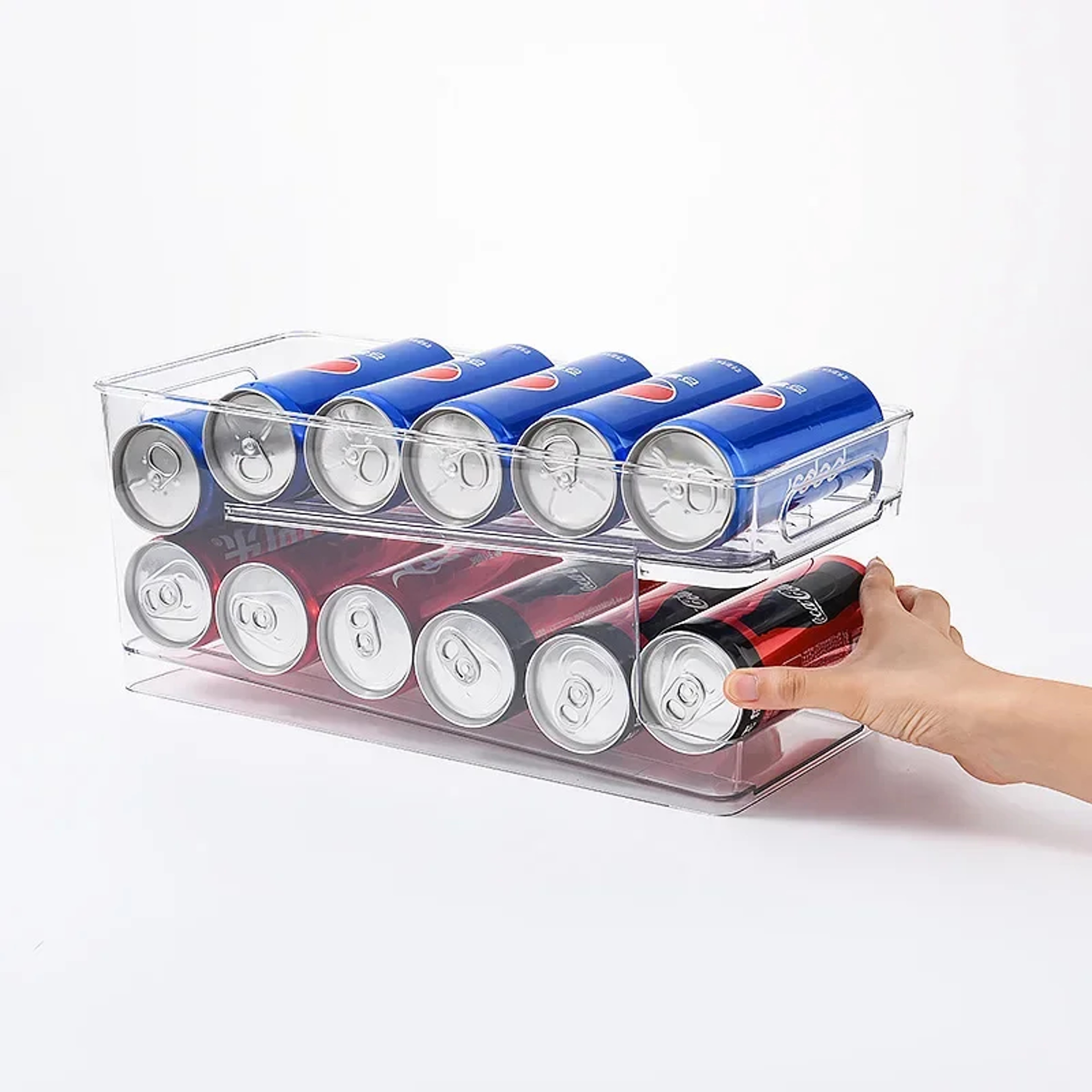 Pop Soda Can Dispenser For Fridge Stackable Refrigerator Organizer Bins Beverage Holder Clear Plast 4