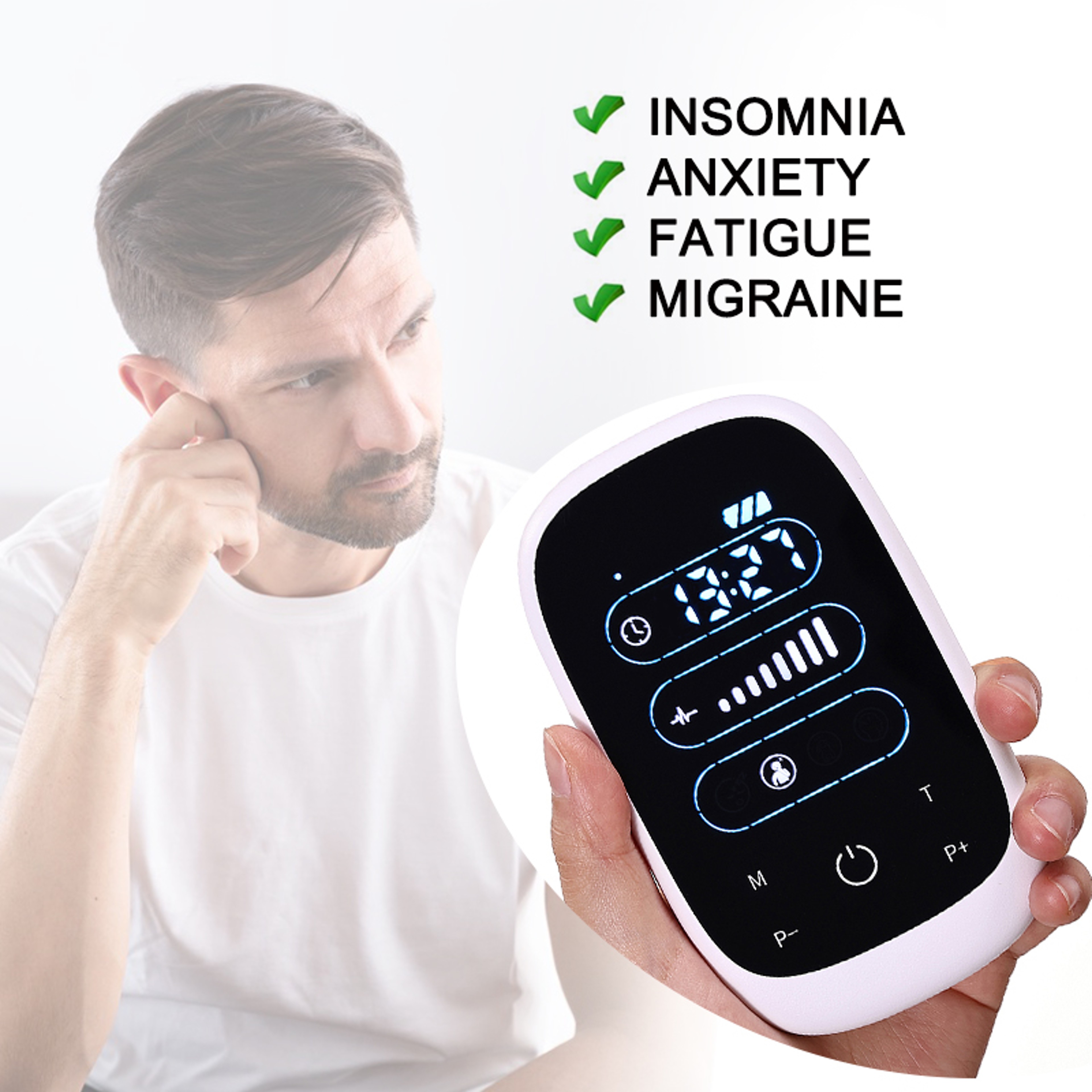 Electronic Therapy CES Device Brain Stimulation With Ear Clip Electrode Sleep Aid For Insomnia Reli 2