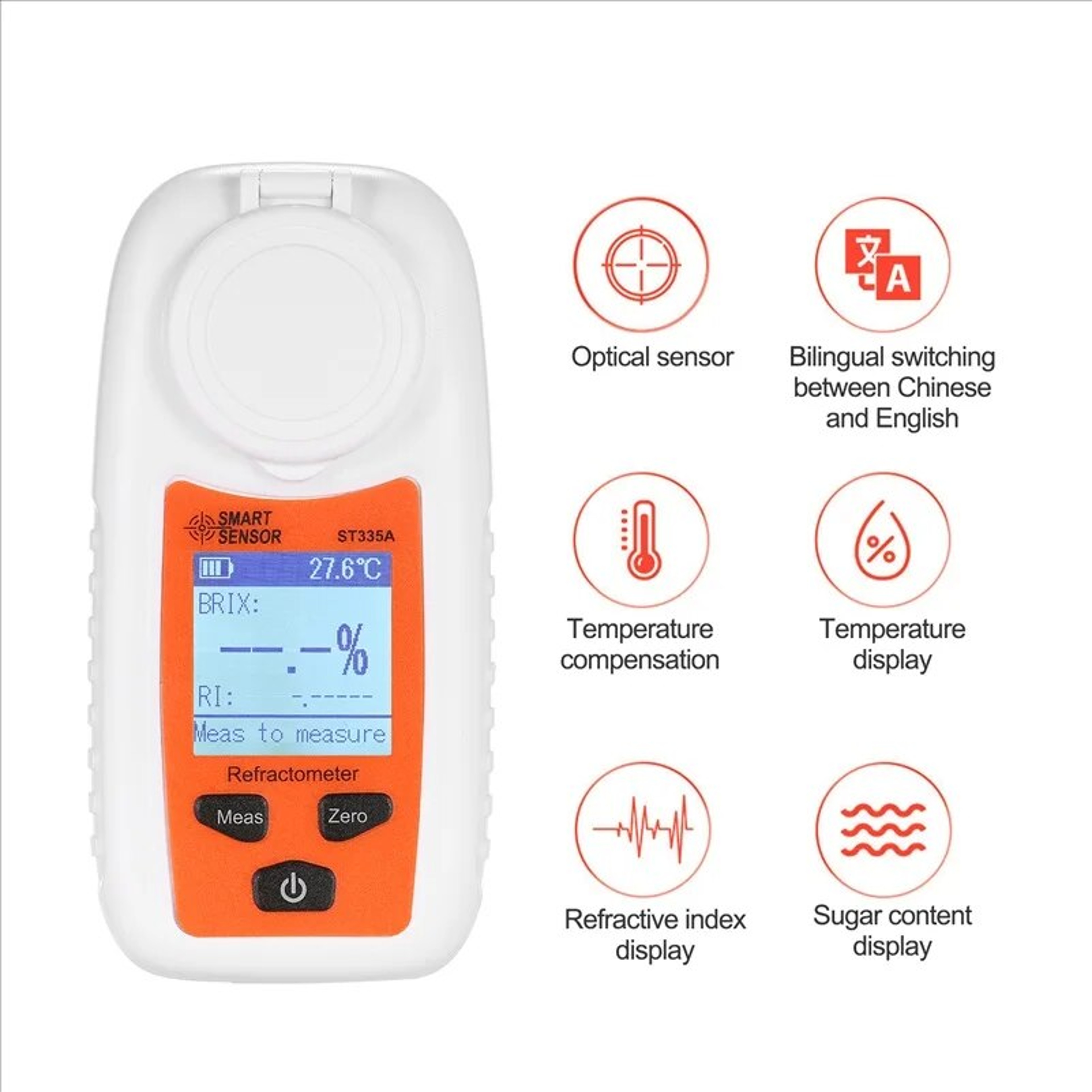 Digital Refractometer Brix Meter With ATC For Fruit Juice Beverage Sugar Content Measurement LCD Sa 6