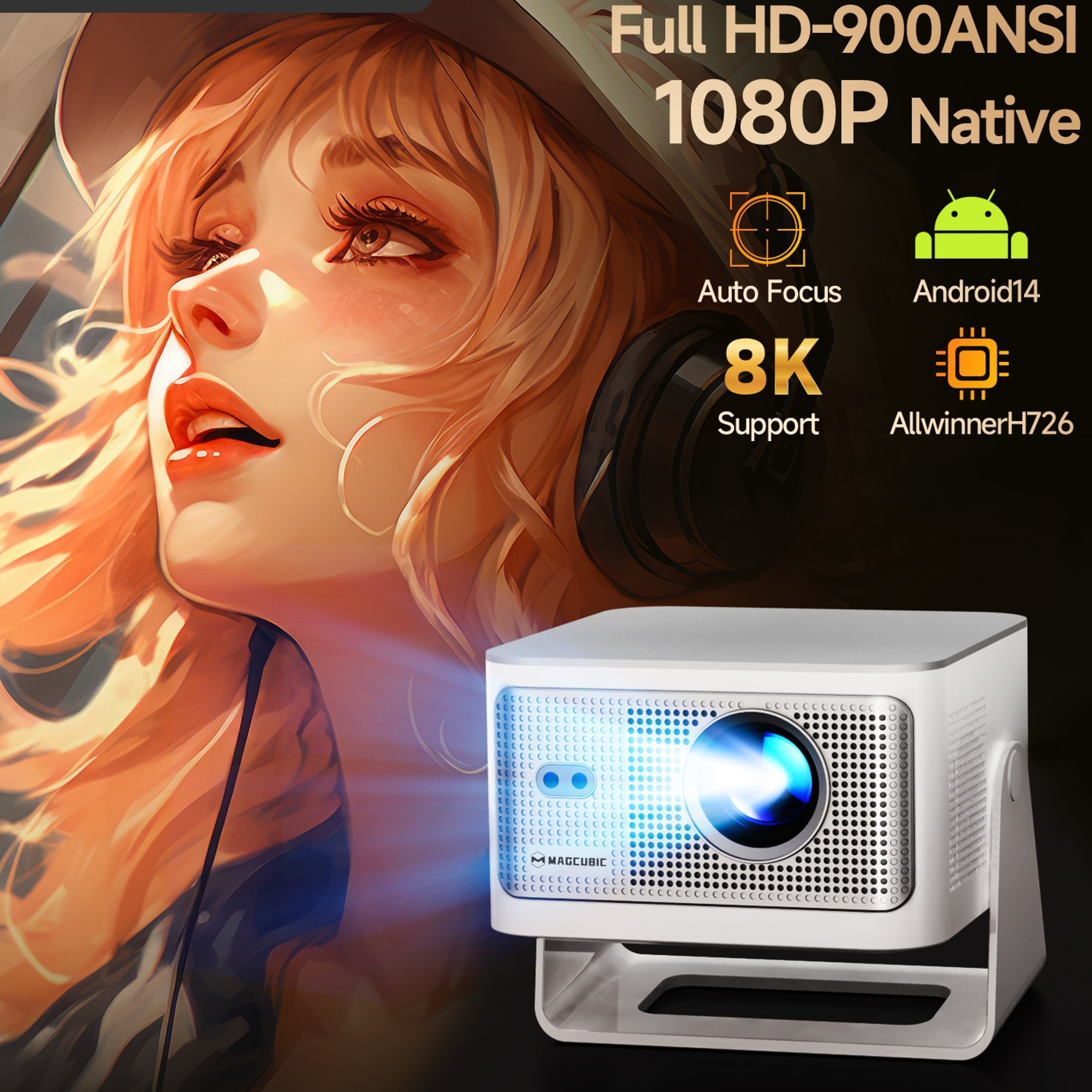 Smart Projector with Auto Focus WiFi six and Android fourteenjpg