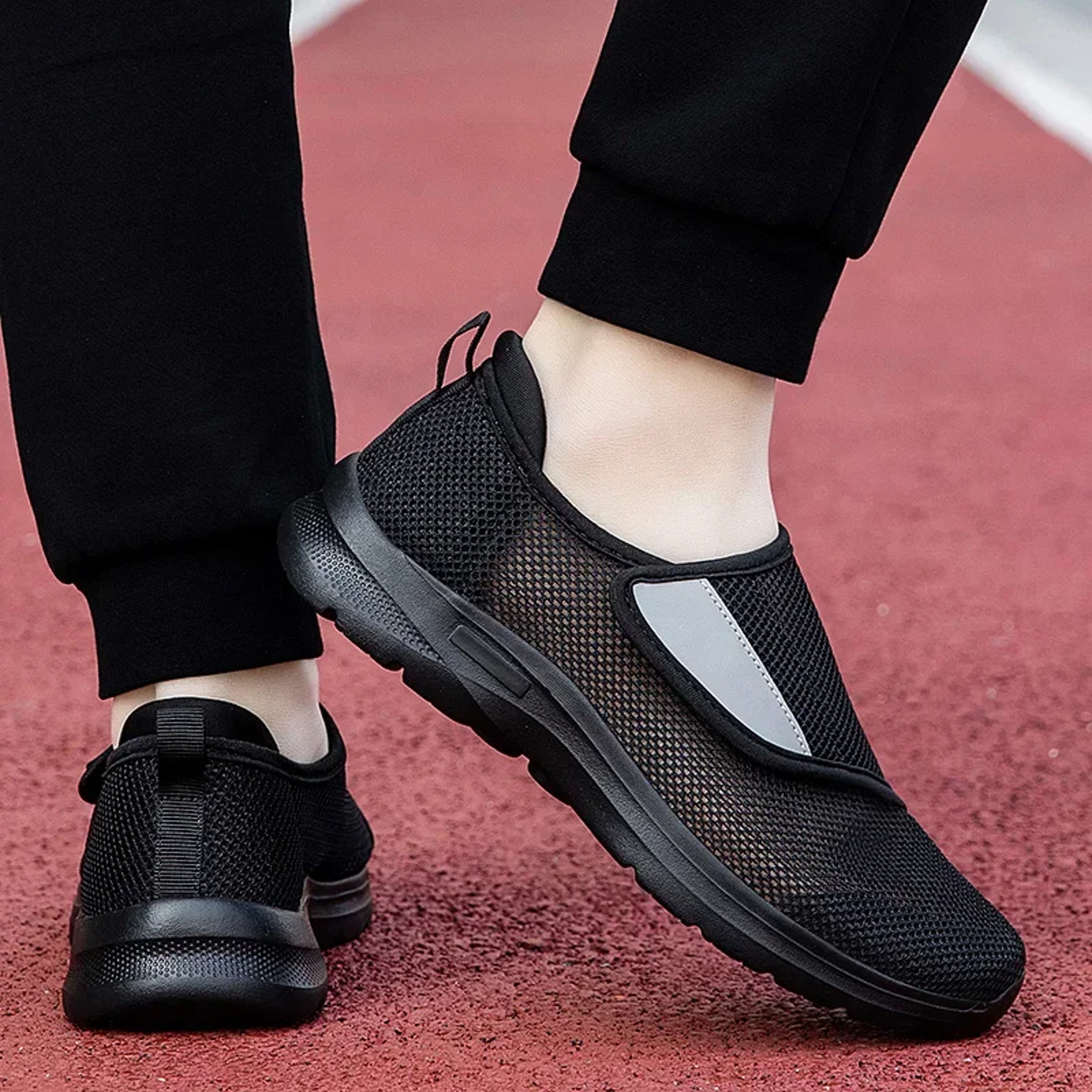 Womens Wide Width Walking Sneakers with Adjustable Hook and Loop Closure – view 6
