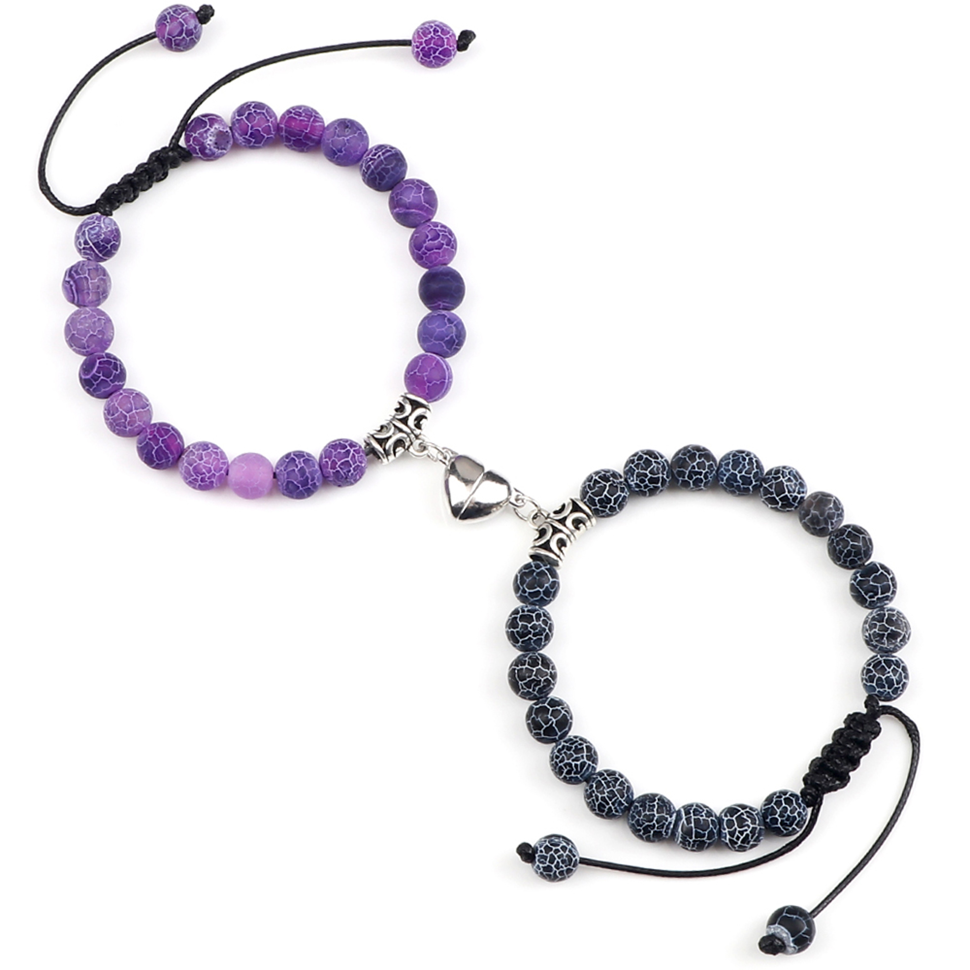 Couple Distance Bracelets With Natural Stone Beads And Magnetic Heart Charms 9