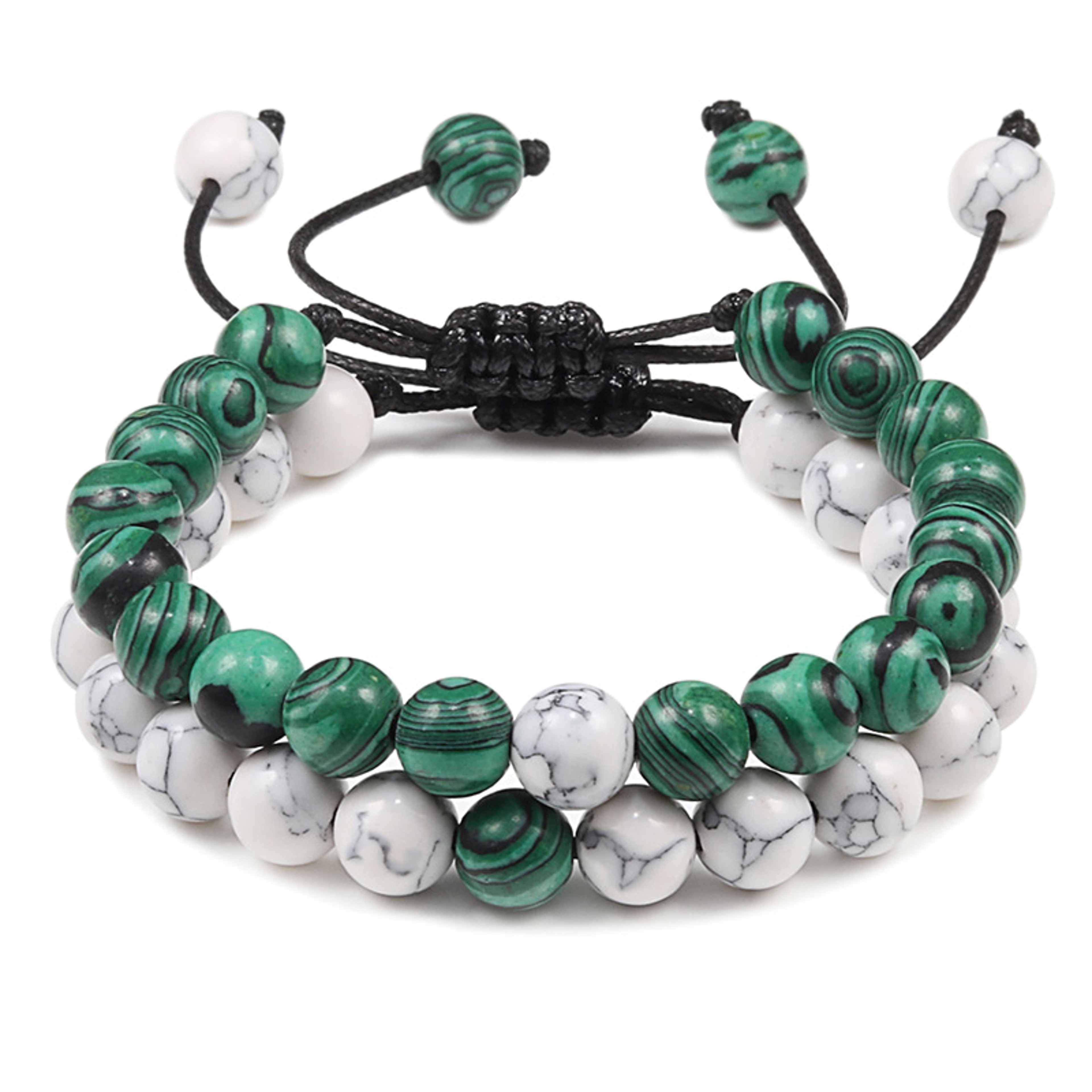 Natural Tiger Stone and Onyx Beaded Couple Bracelets Set – view 4