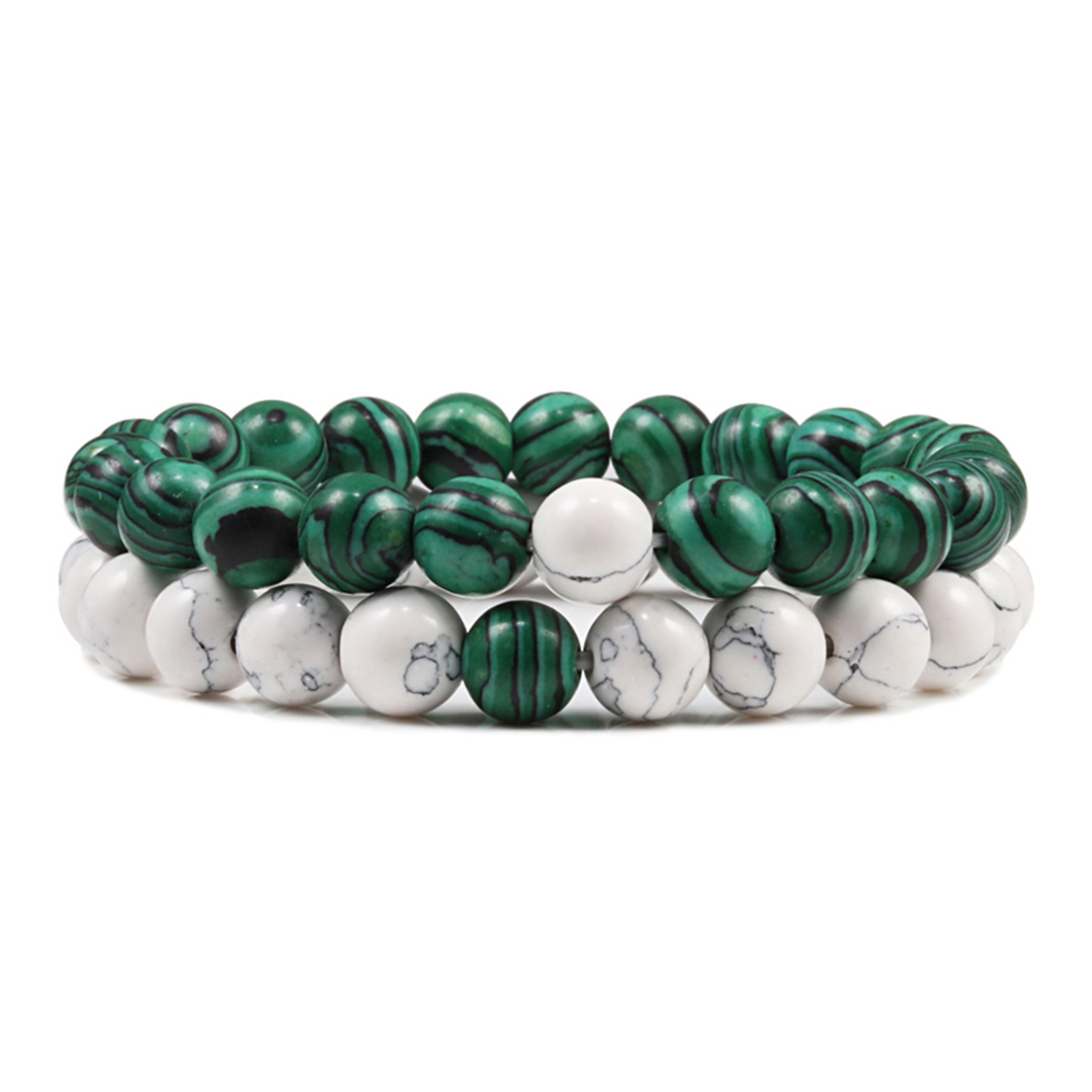 Natural Tiger Stone and Onyx Beaded Couple Bracelets Set – view 12