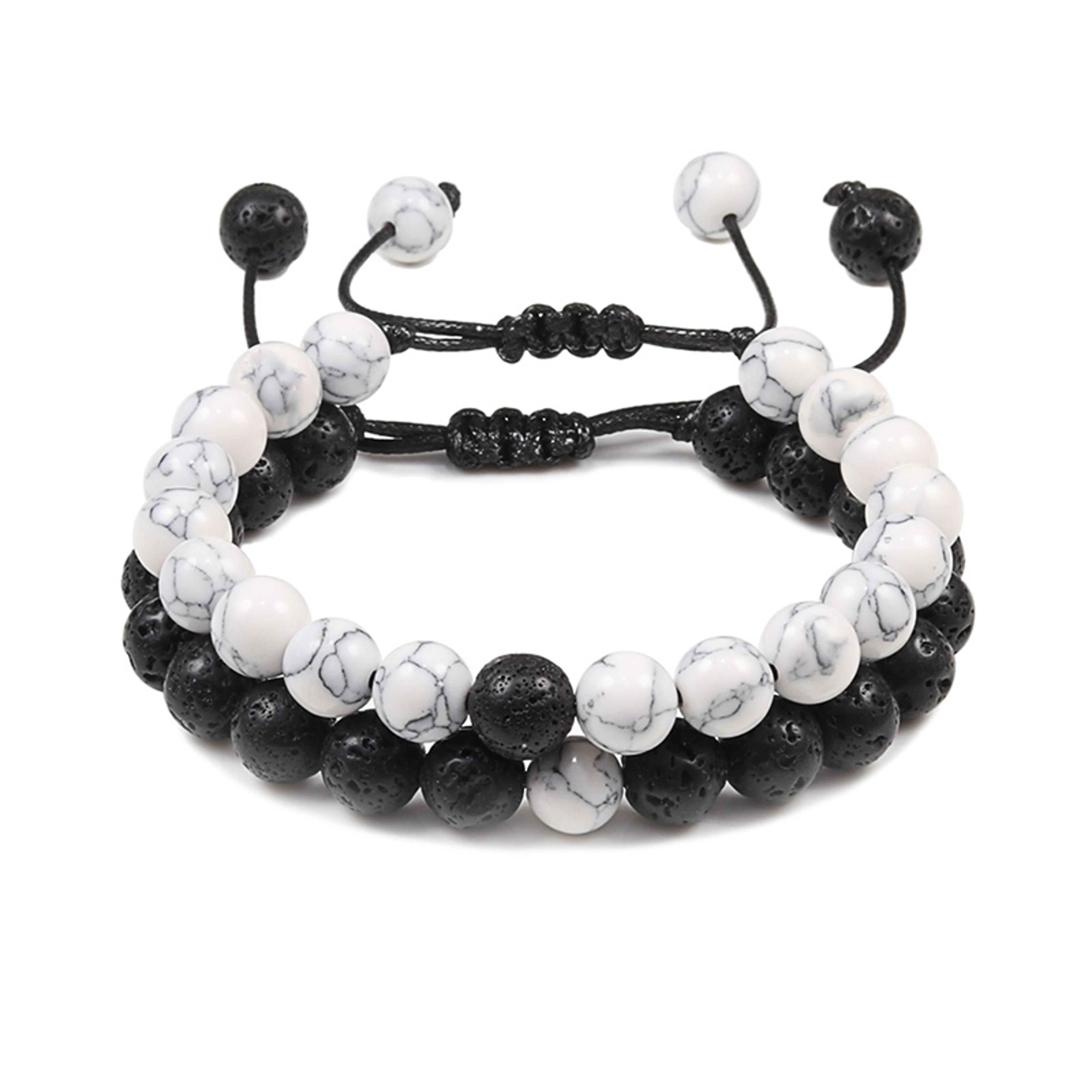 Natural Tiger Stone and Onyx Beaded Couple Bracelets Set – view 14