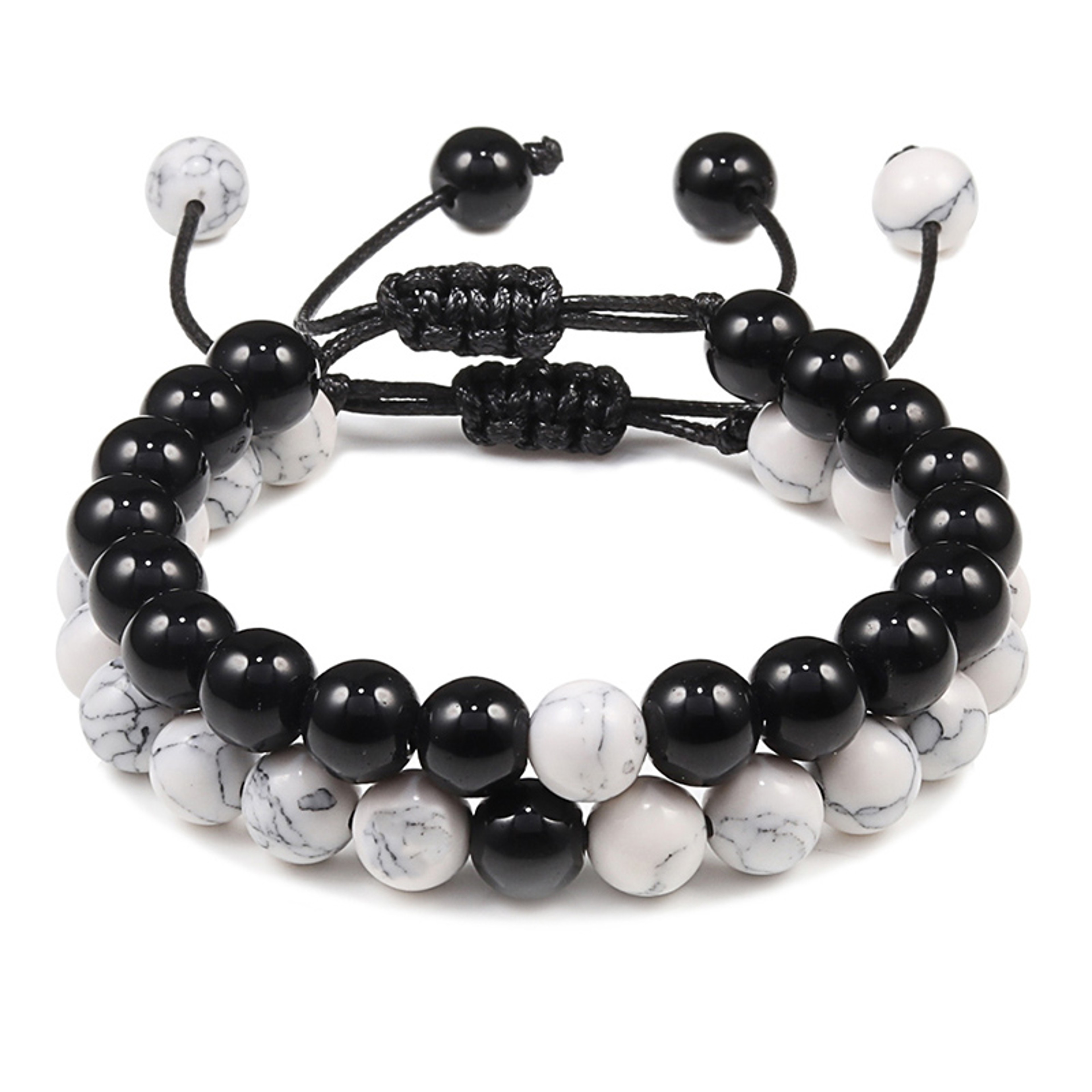 Natural Tiger Stone and Onyx Beaded Couple Bracelets Set – view 19