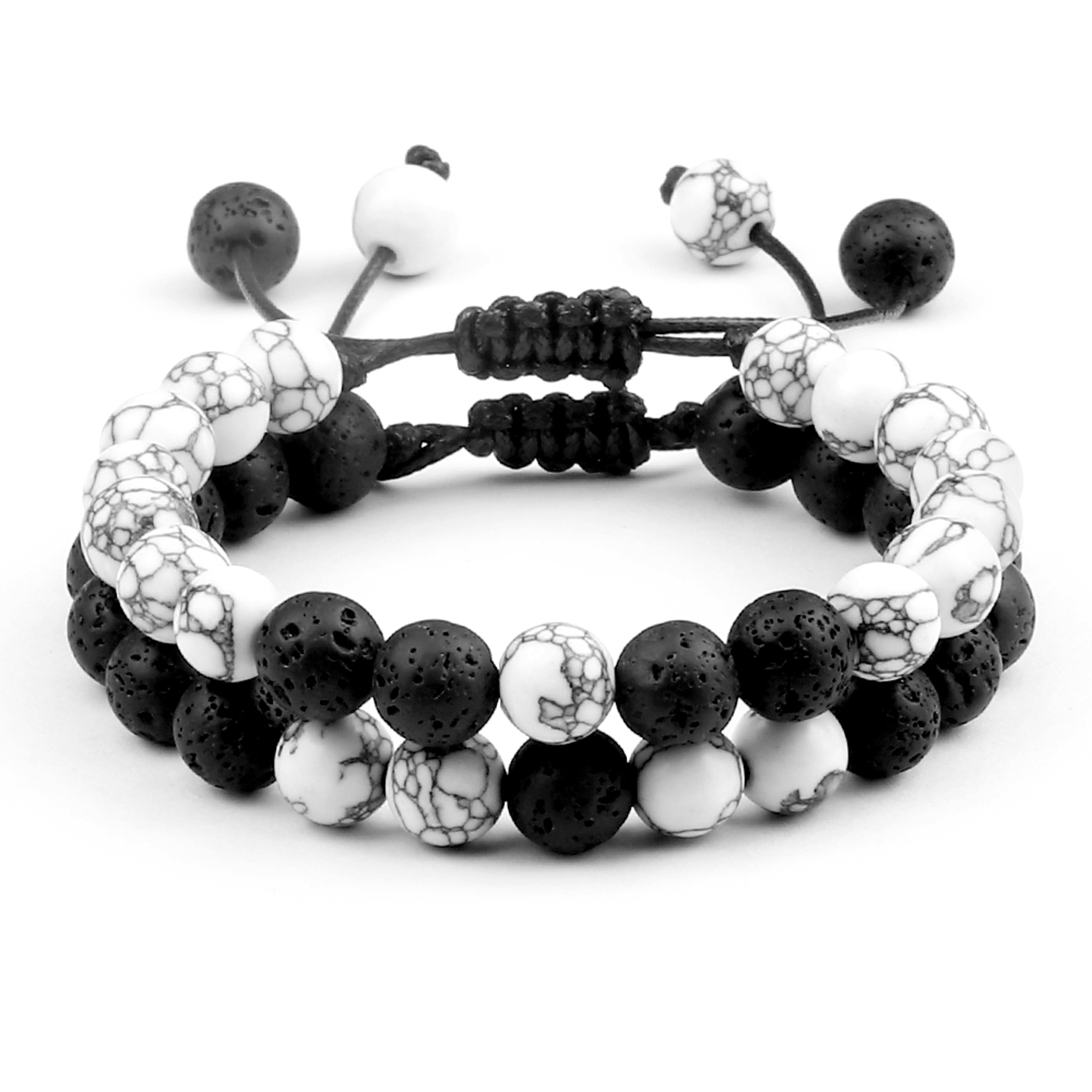 Natural Tiger Stone and Onyx Beaded Couple Bracelets Set – view 22