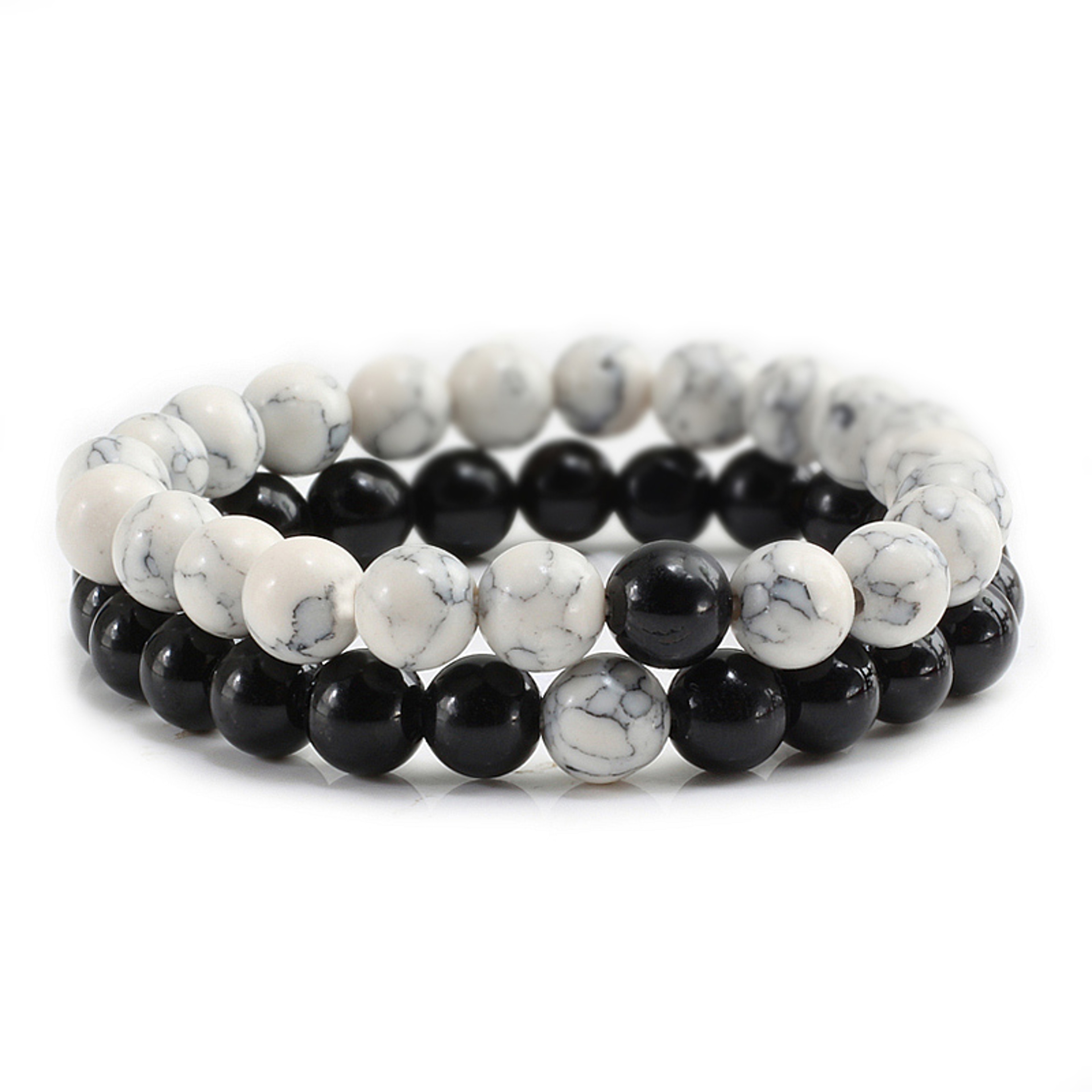 Natural Tiger Stone and Onyx Beaded Couple Bracelets Set – view 23