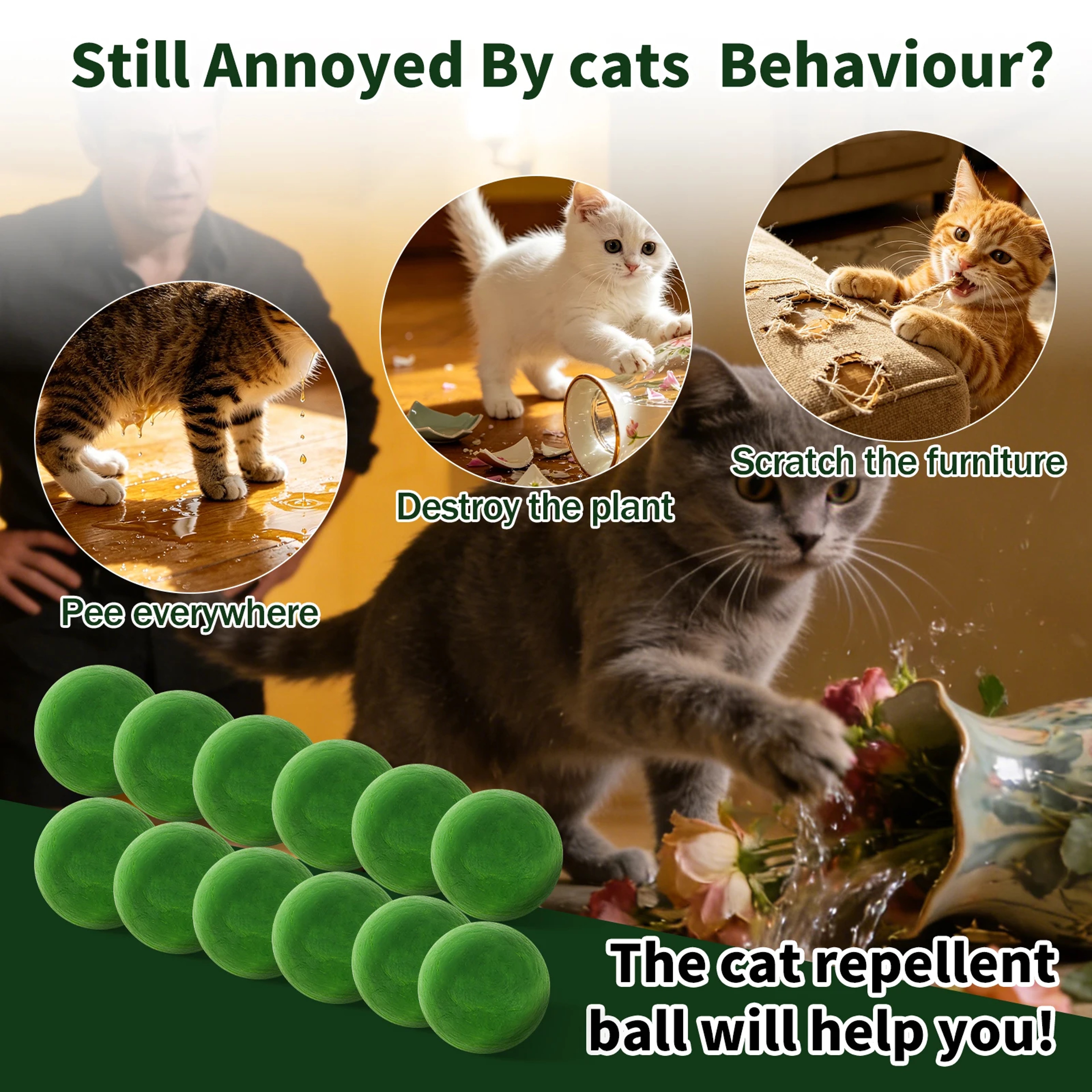 Twelve Piece Natural Cat Repellent Balls with Peppermint Oil for Yard and Garden – view 5