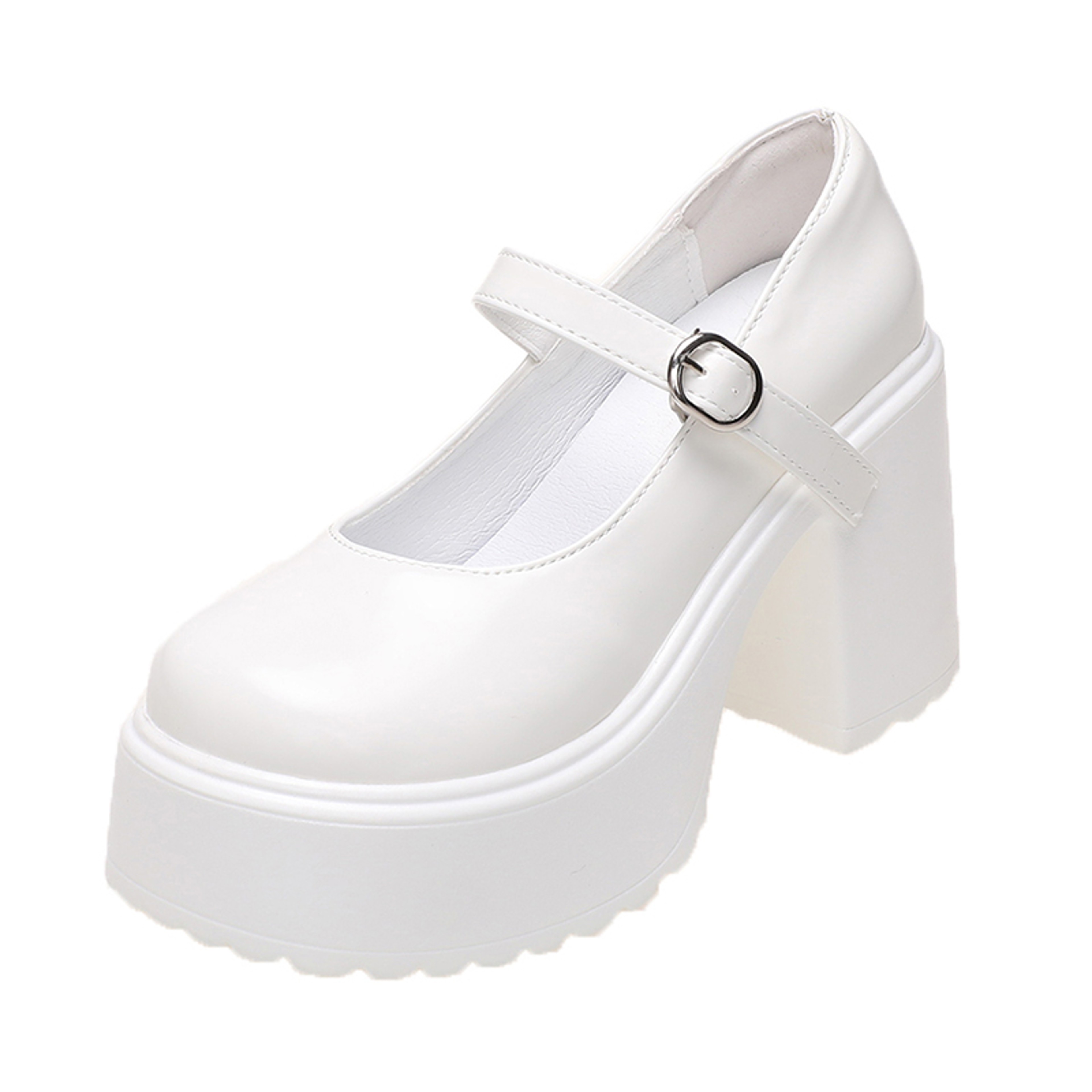 Womens Chunky Platform Mary Jane Pumps With Buckle Strap And High Heels 8