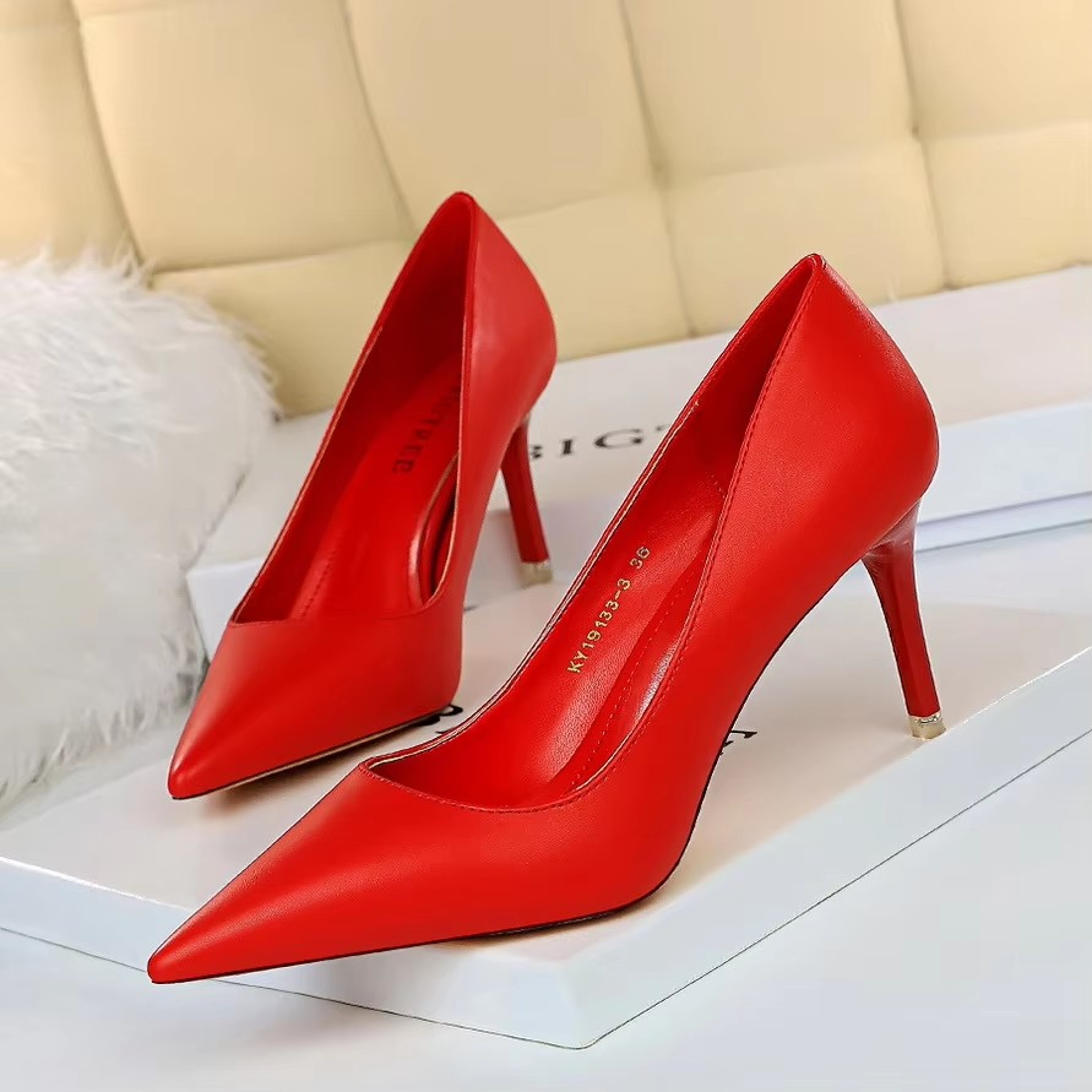 Womens Pointed Toe Stiletto Pumps Slip On High Heels for Weddings and Parties – view 16