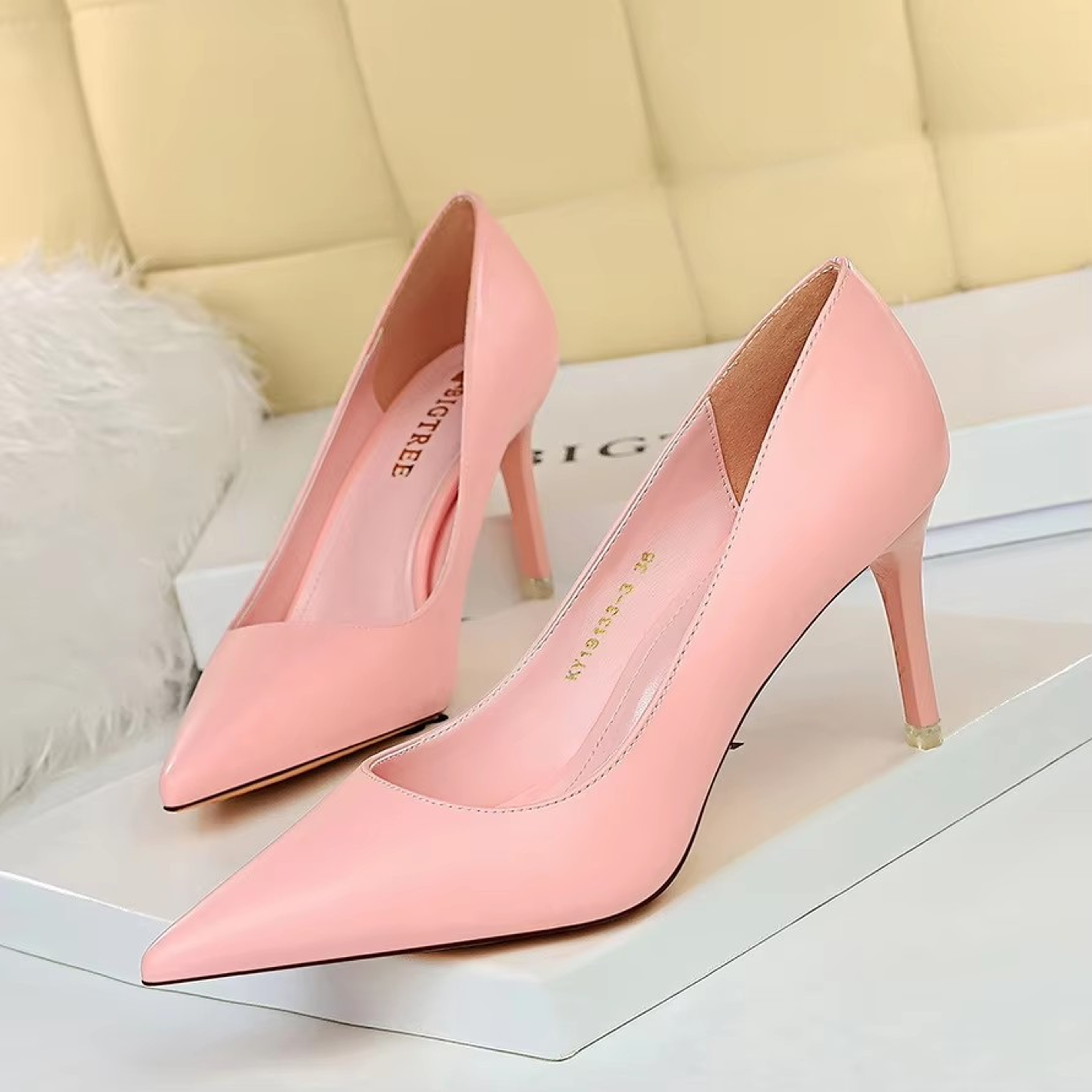 Womens Pointed Toe Stiletto Pumps Slip On High Heels for Weddings and Parties – view 17