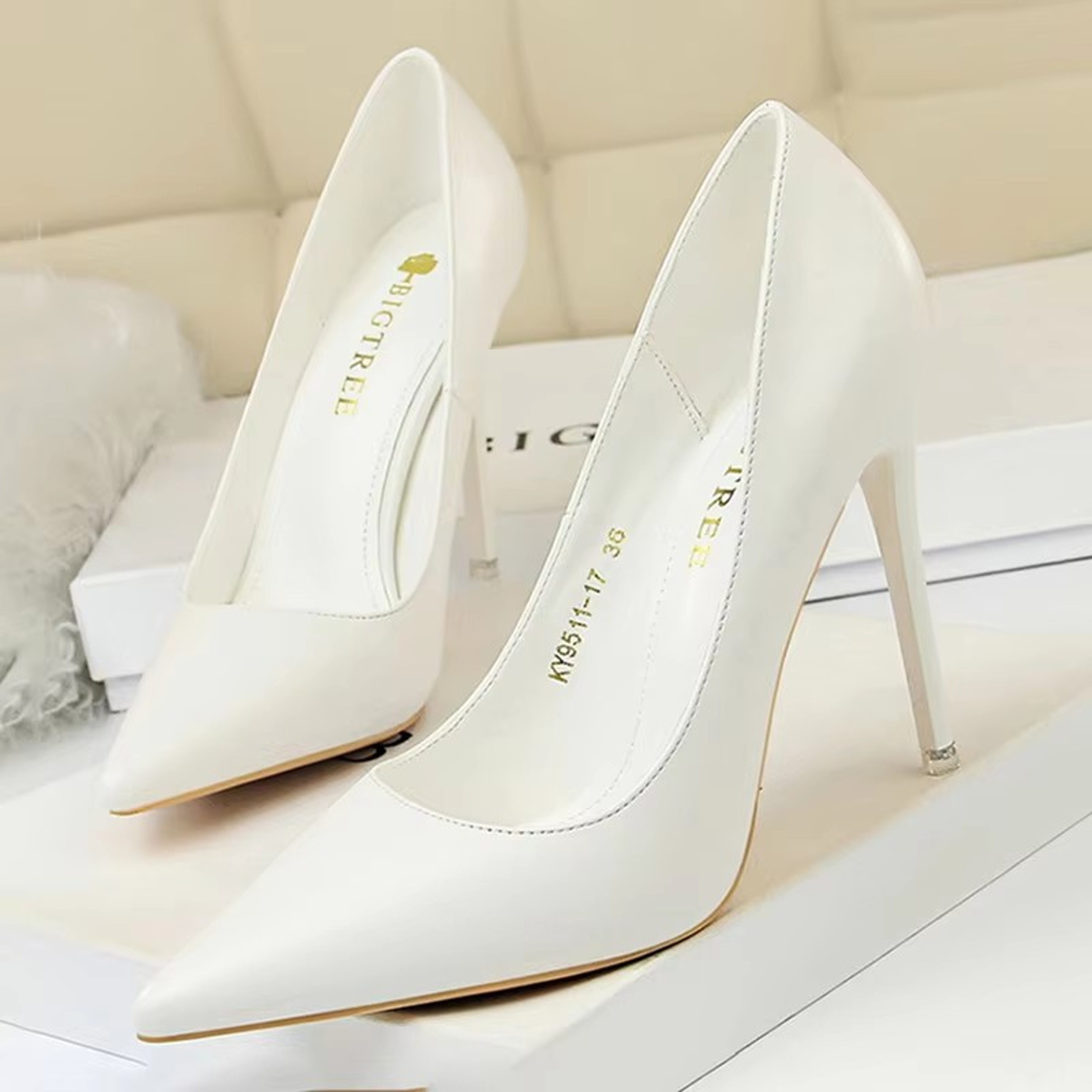 Womens Pointed Toe Stiletto Pumps Slip On High Heels for Weddings and Parties – view 19