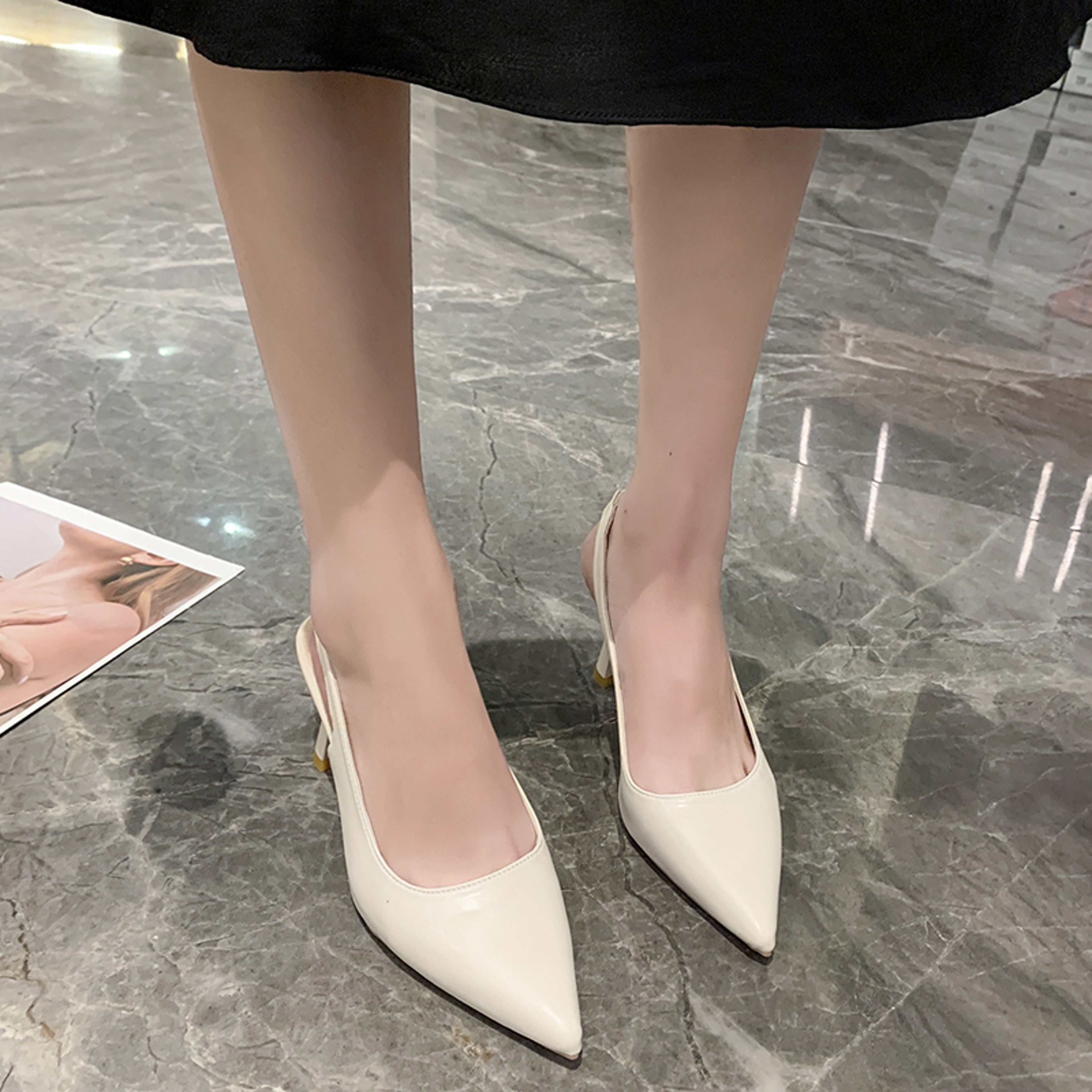 Womens Pointed Toe Stiletto Sandals with Slip On Design – view 1