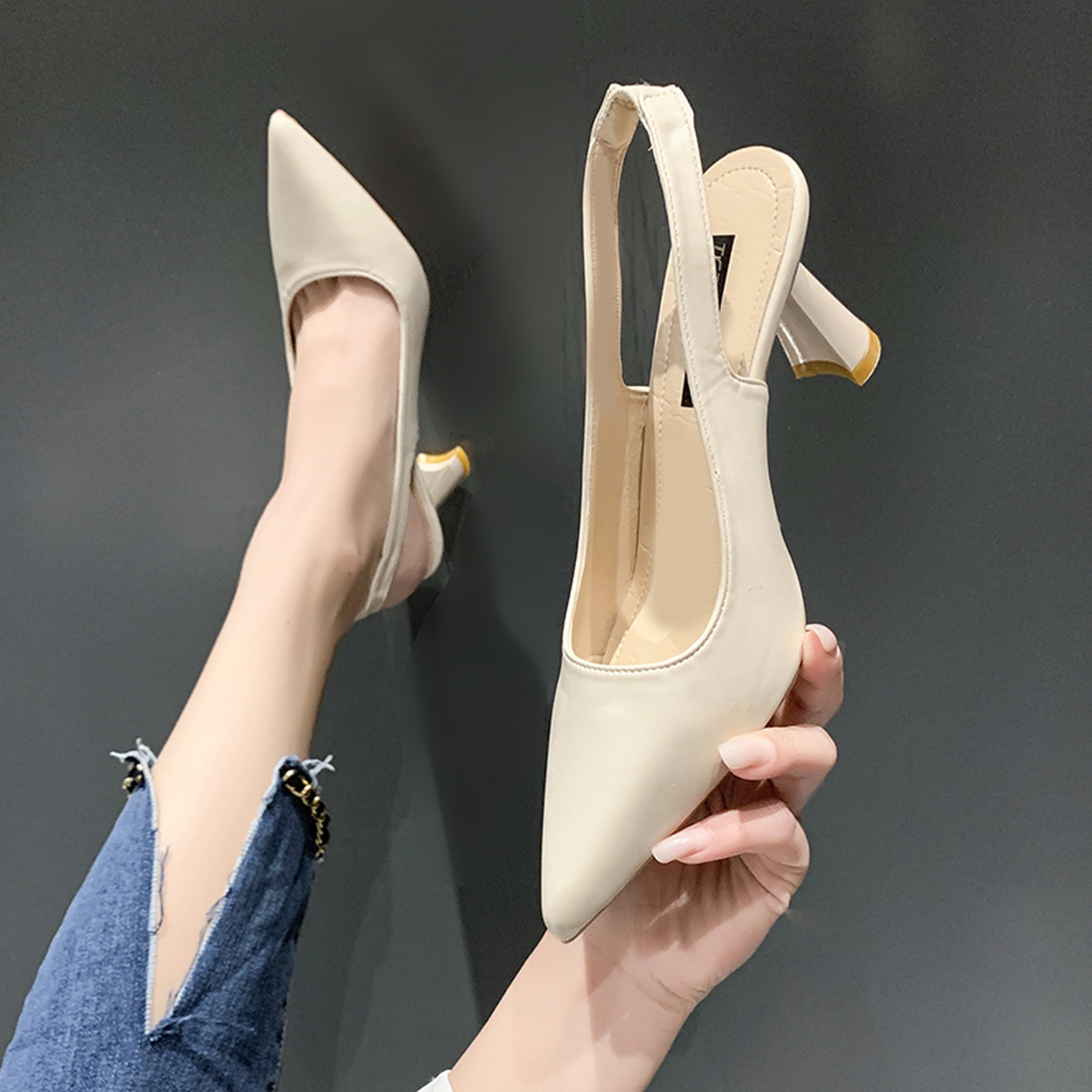 Womens Pointed Toe Stiletto Sandals with Slip On Design – view 7