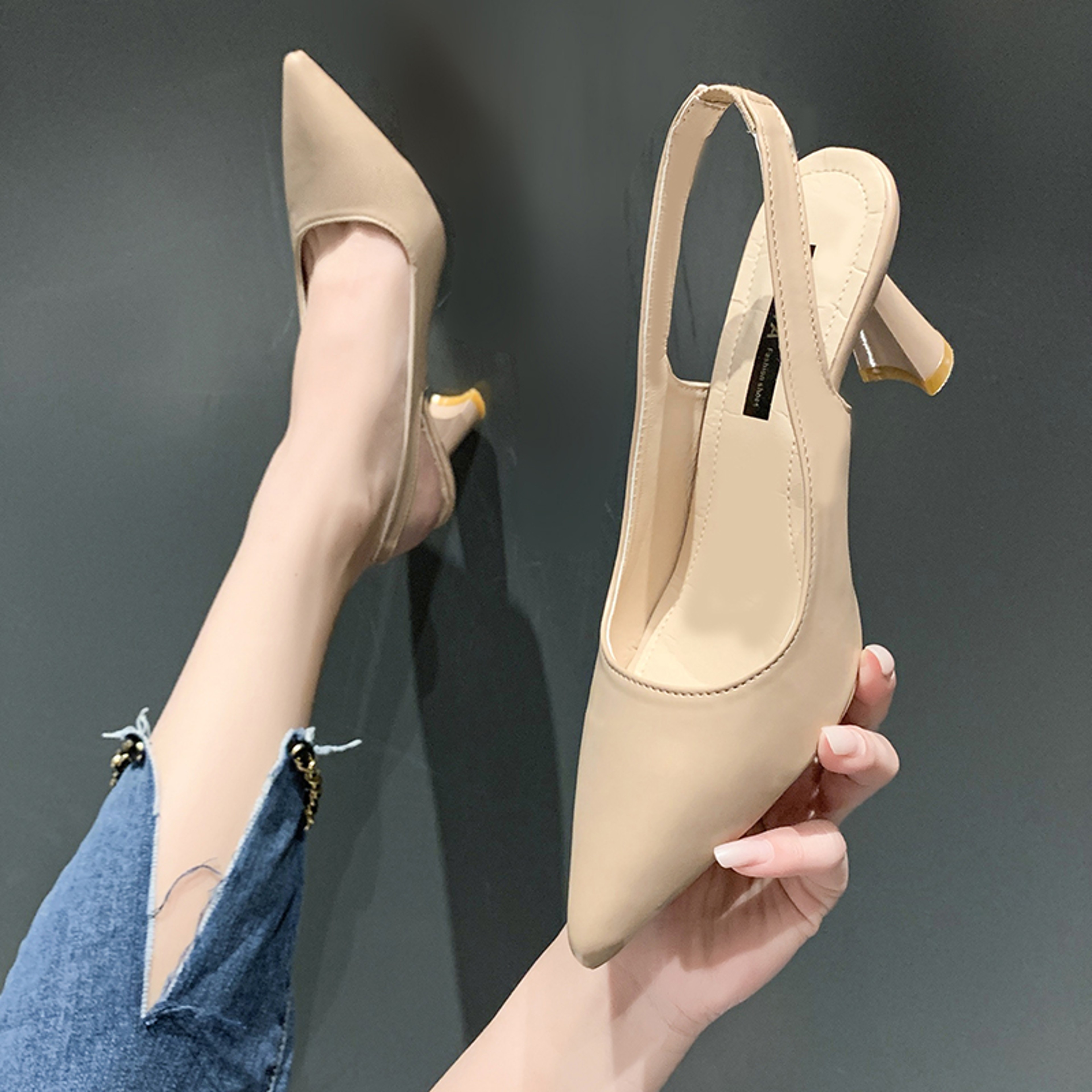 Womens Pointed Toe Stiletto Sandals with Slip On Design – view 8