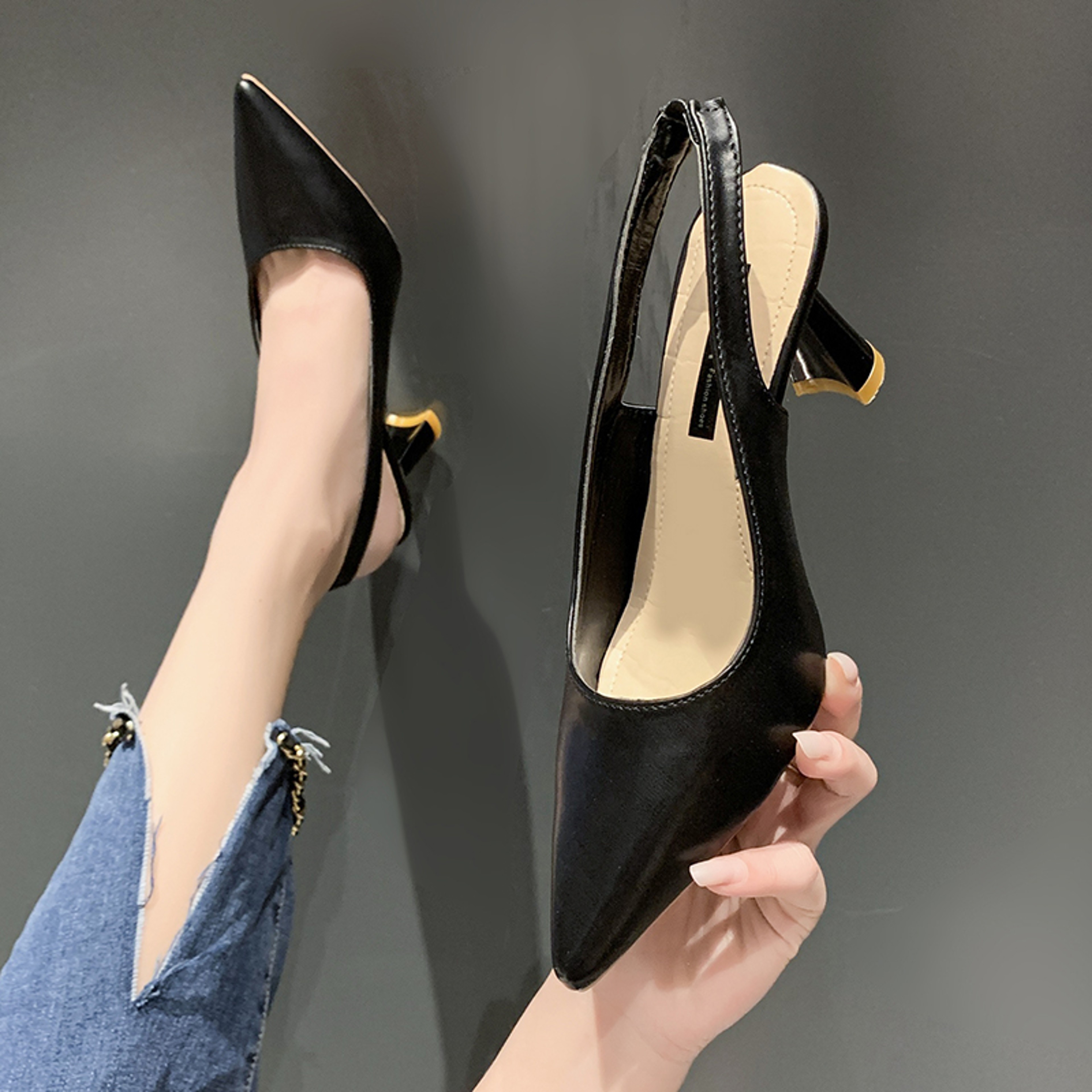 Womens Pointed Toe Stiletto Sandals with Slip On Design – view 9