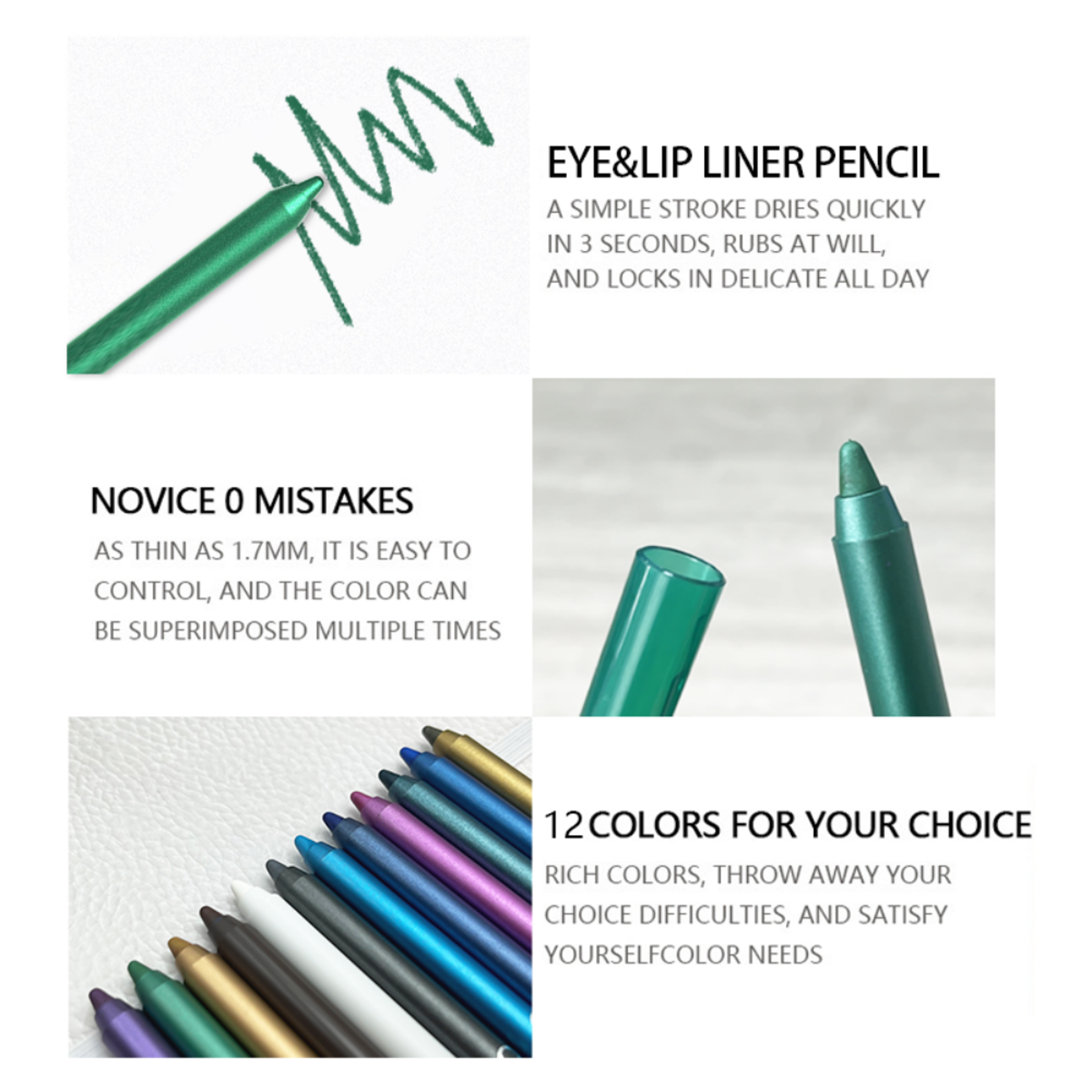 Twelve Piece Waterproof Shimmer Eyeliner and Eyeshadow Pen Set – view 4