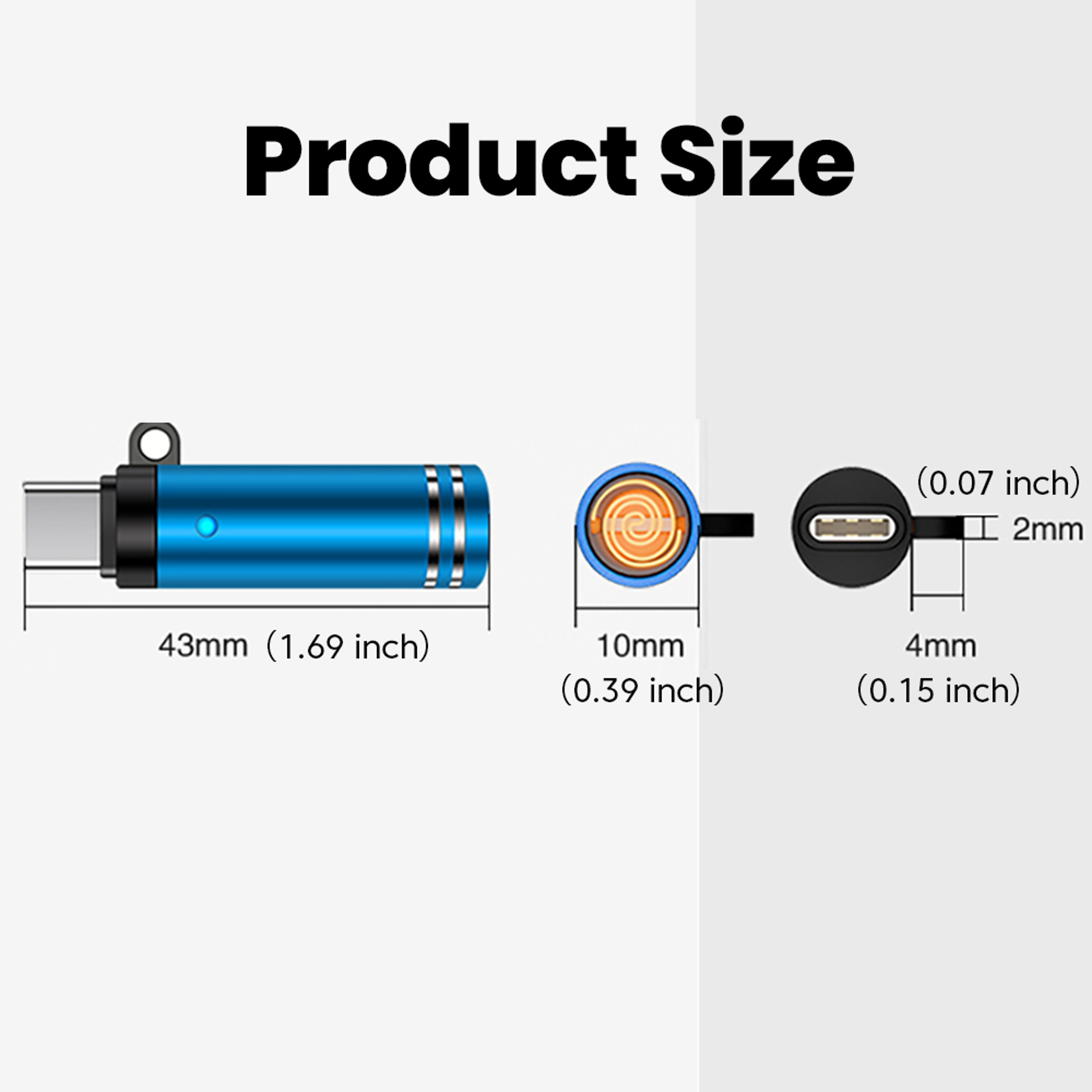 Mini USB C Cigarette Lighter Adapter Portable Plug In USB Warmer 5