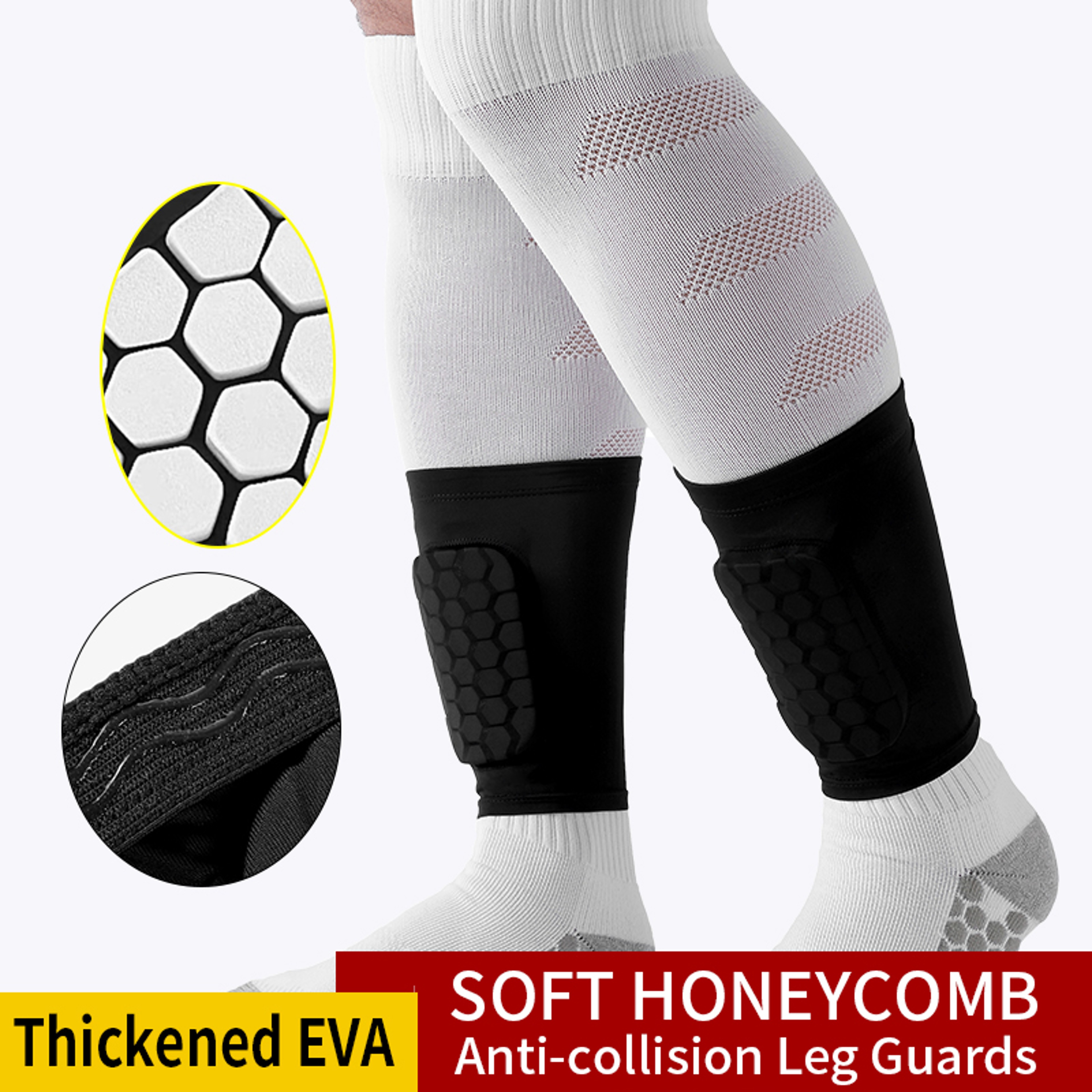 Soccer Shin Guards with Honeycomb EVA Padding and Non Slip Calf Sleeves – view 1