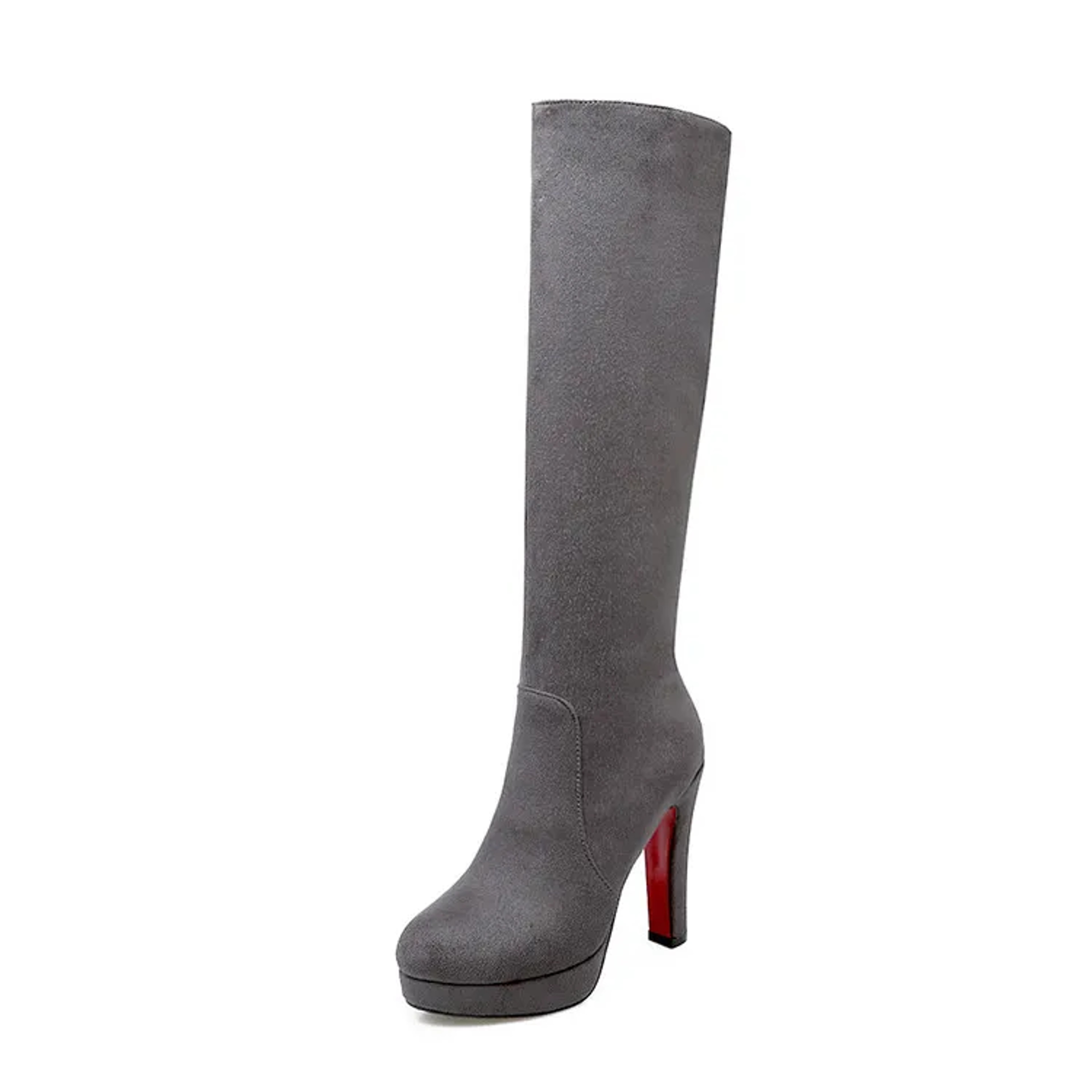 Womens Knee High Platform Boots With Square Heels And Zipper Closure 9